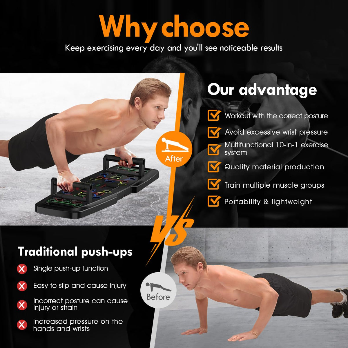 MQRW Push Up Board Home Gym Portable Exercise Equipment - MQRW Official Imagery - 6