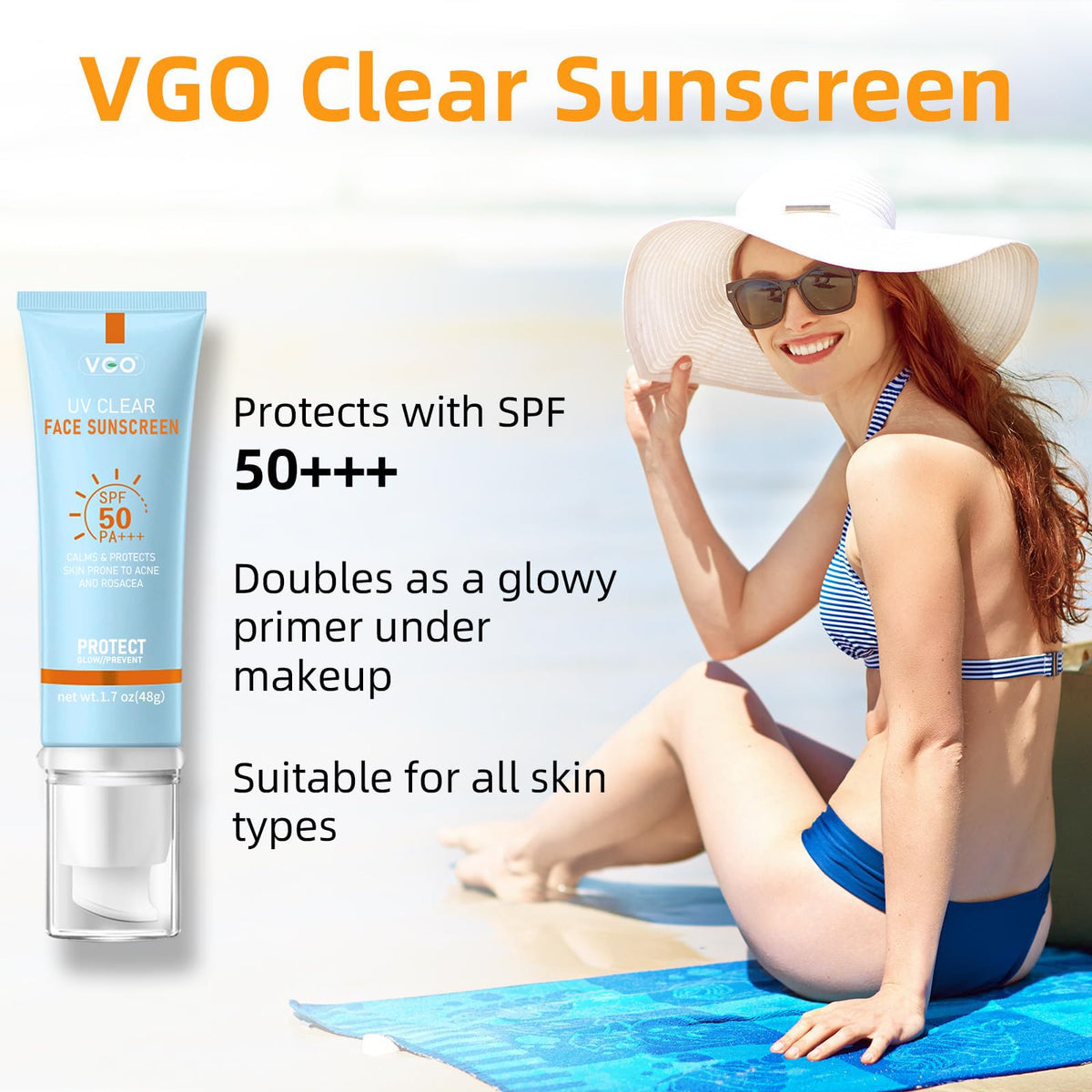 VGO Clear Face Sunscreen SPF 50 Hydrating Sun Essence Leaves - VGO Official Imagery - 3