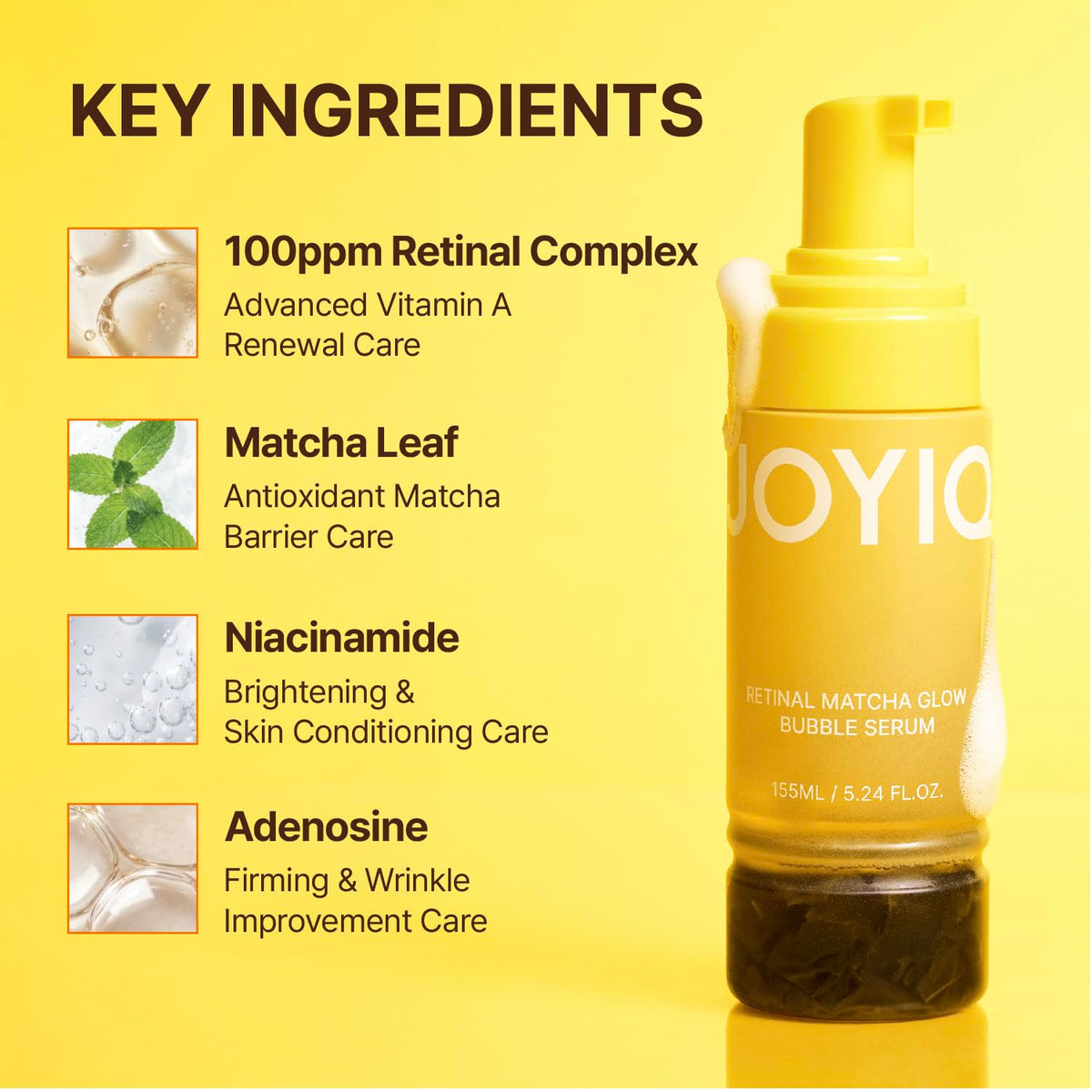 Retinal Matcha Bubble Serum Vegan Glow Ampoule 155ml - JOYIQ Official Imagery - 6