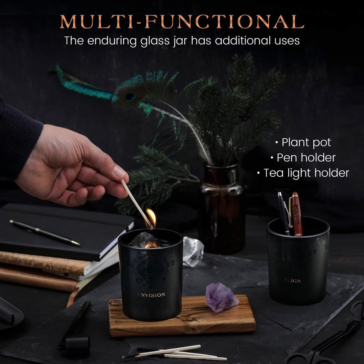 Black Orchid Pine Moss Scented Crystal Candle - Deep Eden Official Imagery - 7