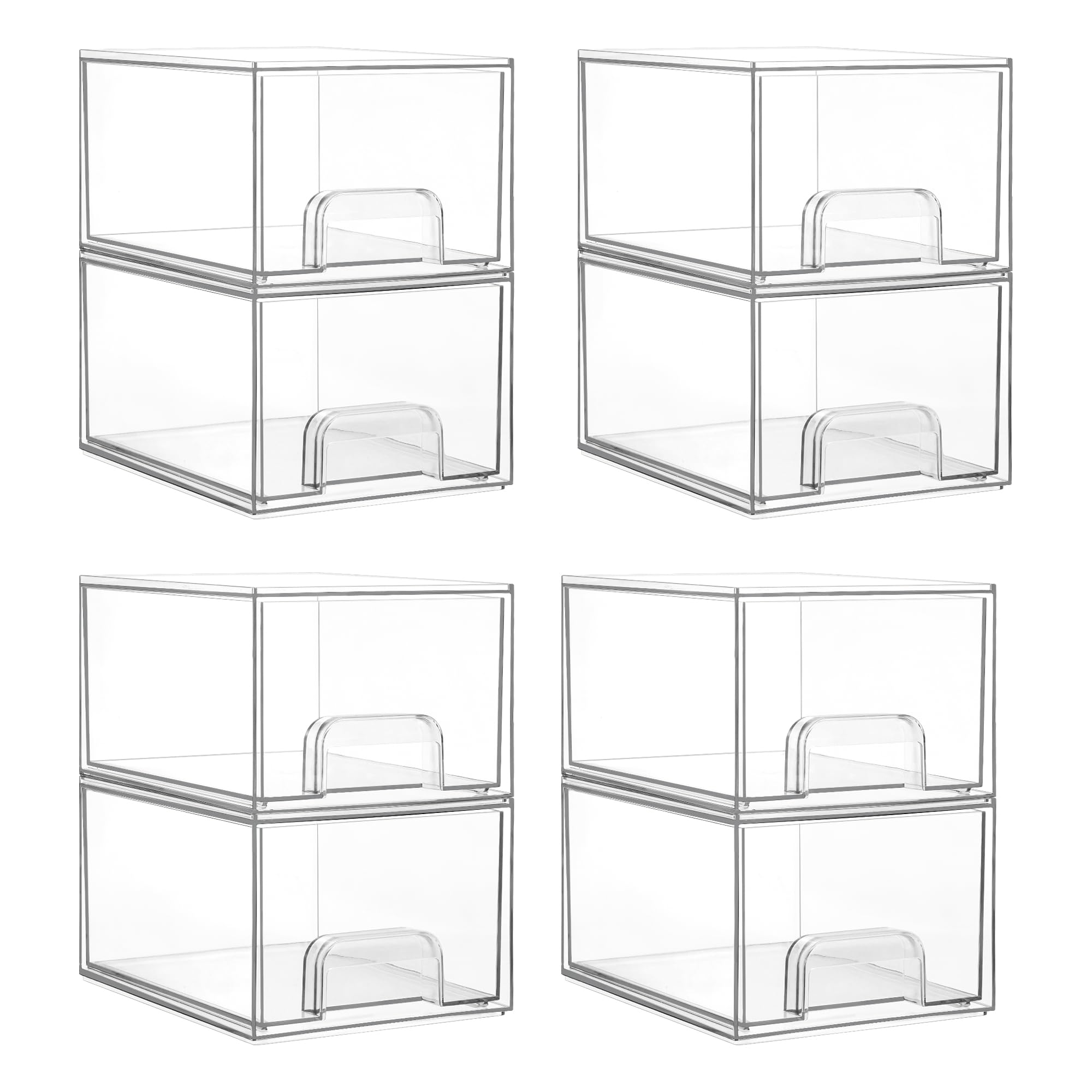Vtopmart 4 Pack Small Clear Stackable Storage Drawers, Fits Narrow Spaces - Vtopmart Official Product View 8