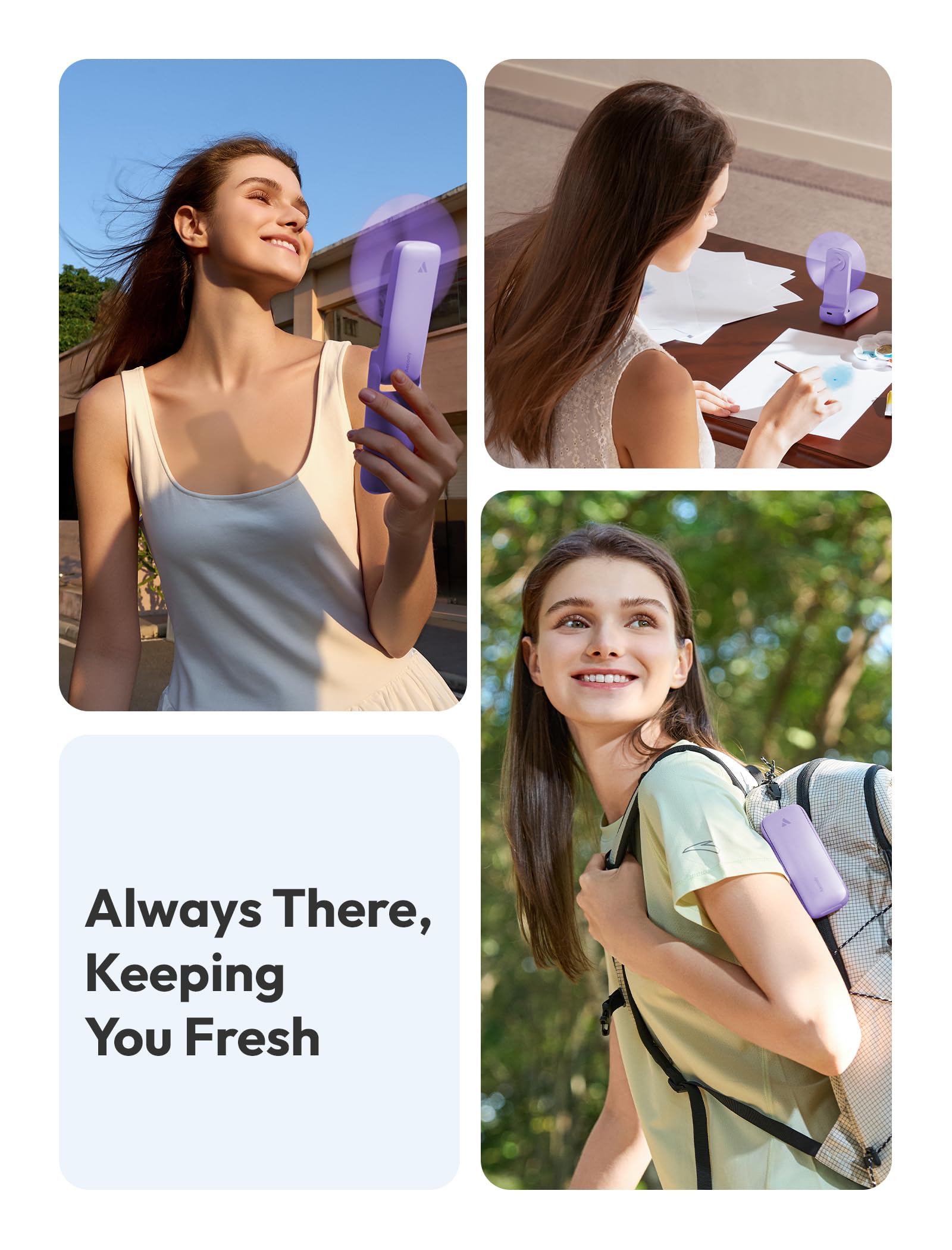 Aecooly Slim Portable Fan, Thin Handheld Fan, USB Rechargeable - Aecooly Official Product View 3