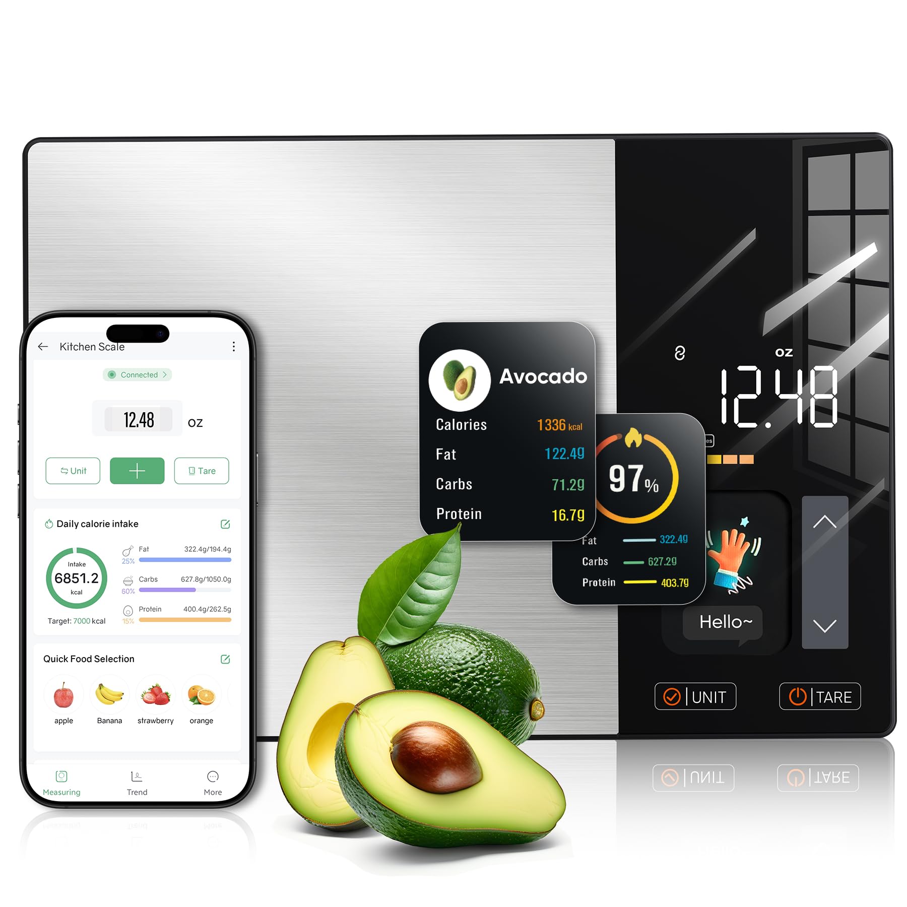 Food Scale with Nutritional Calculator, TFT Display, Track 23 - Product Imagery