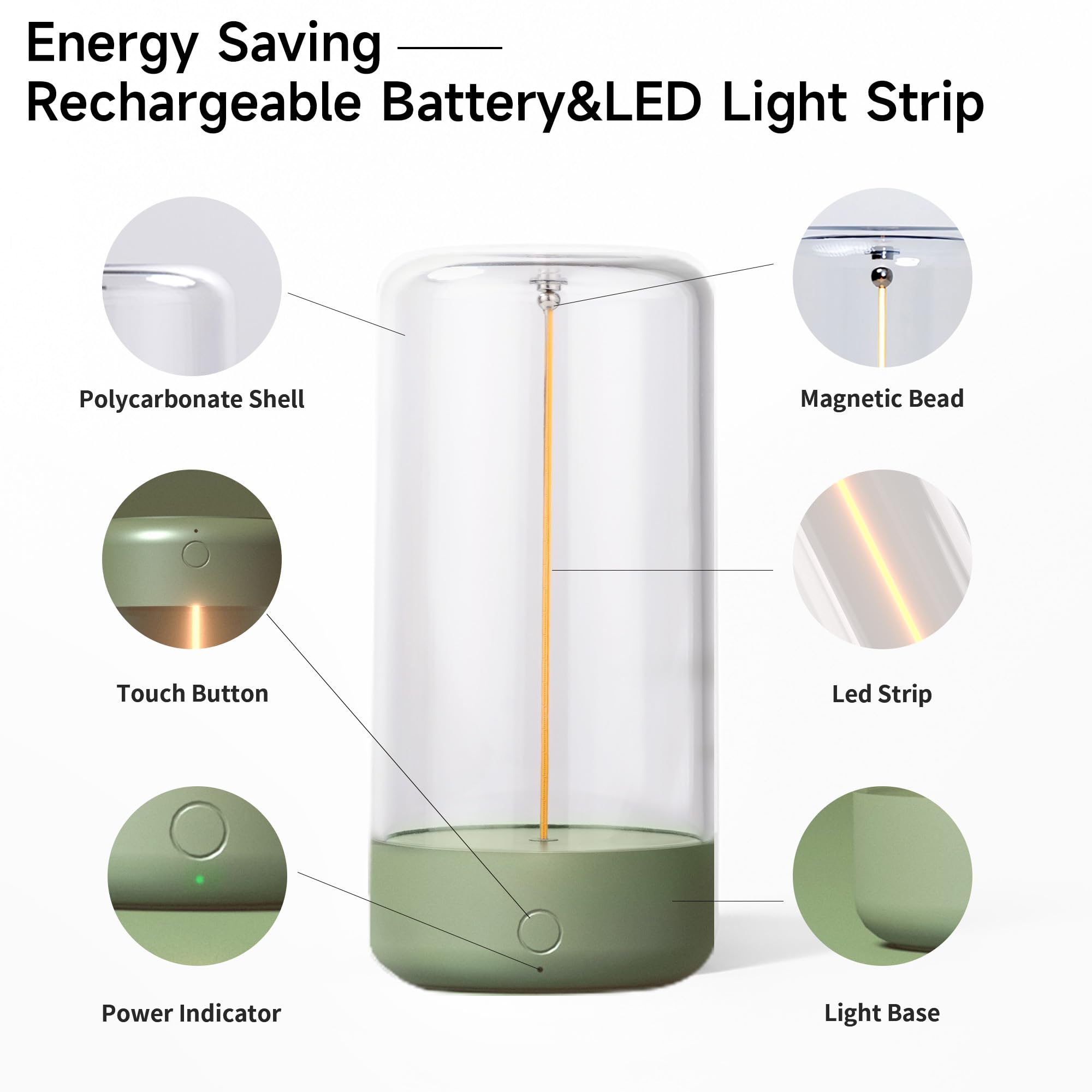 AUGE LIGHT Mini Minimalist Table Lamp, Cordless Lamp, Rechargeable Lam - View 3