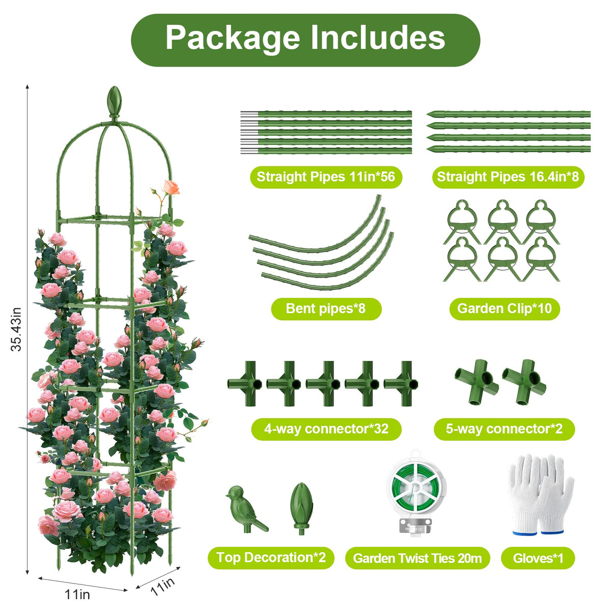 2 Pack Garden Obelisk Trellis 70IN Tall Plant Support for - Laodier Official Imagery - 3