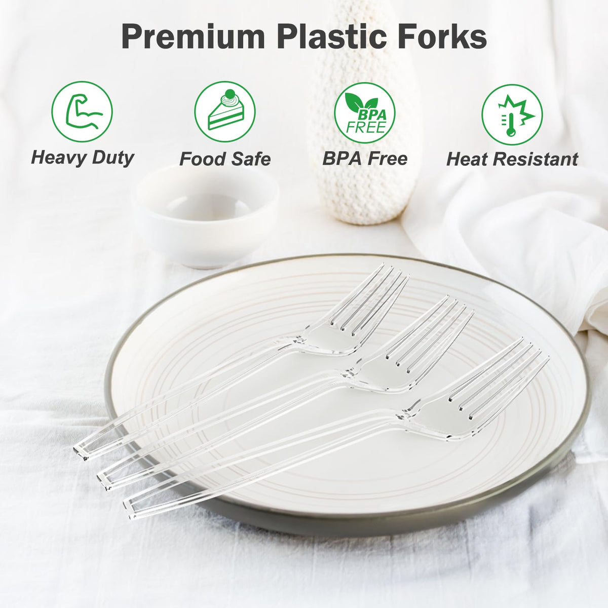 Dealusy 360 Count Extra Heavy Duty Clear Plastic Forks - Dealusy Official Imagery - 4