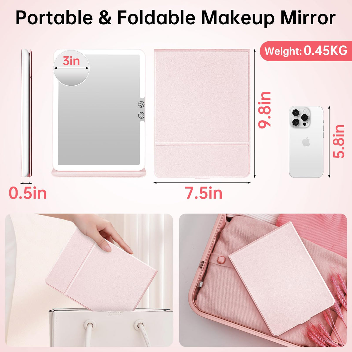 FUNTOUCH 2500mAh Large Rechargeable Travel Makeup Mirror - FUNTOUCH Official Imagery - 3