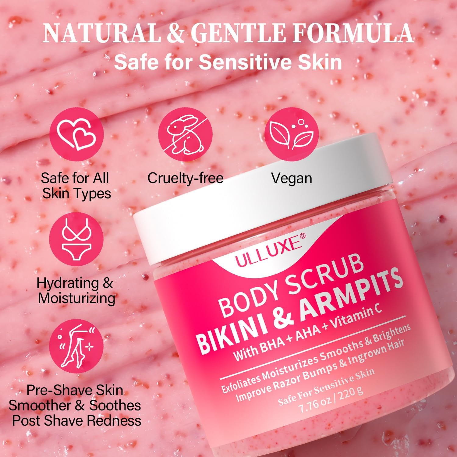 ulluxe Bikini Area Exfoliator with 10% AHAs BHA & Vitamin C, Exfoliating Body - ulluxe Official Product View 6