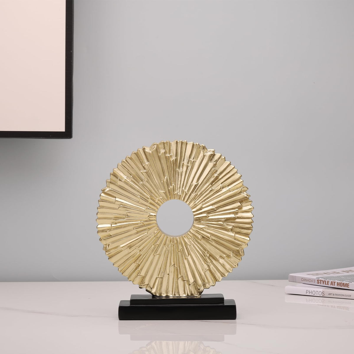 Gold Home Decor Sculpture Unique Round line Statue Modern - DOVDOV Official Imagery - 6