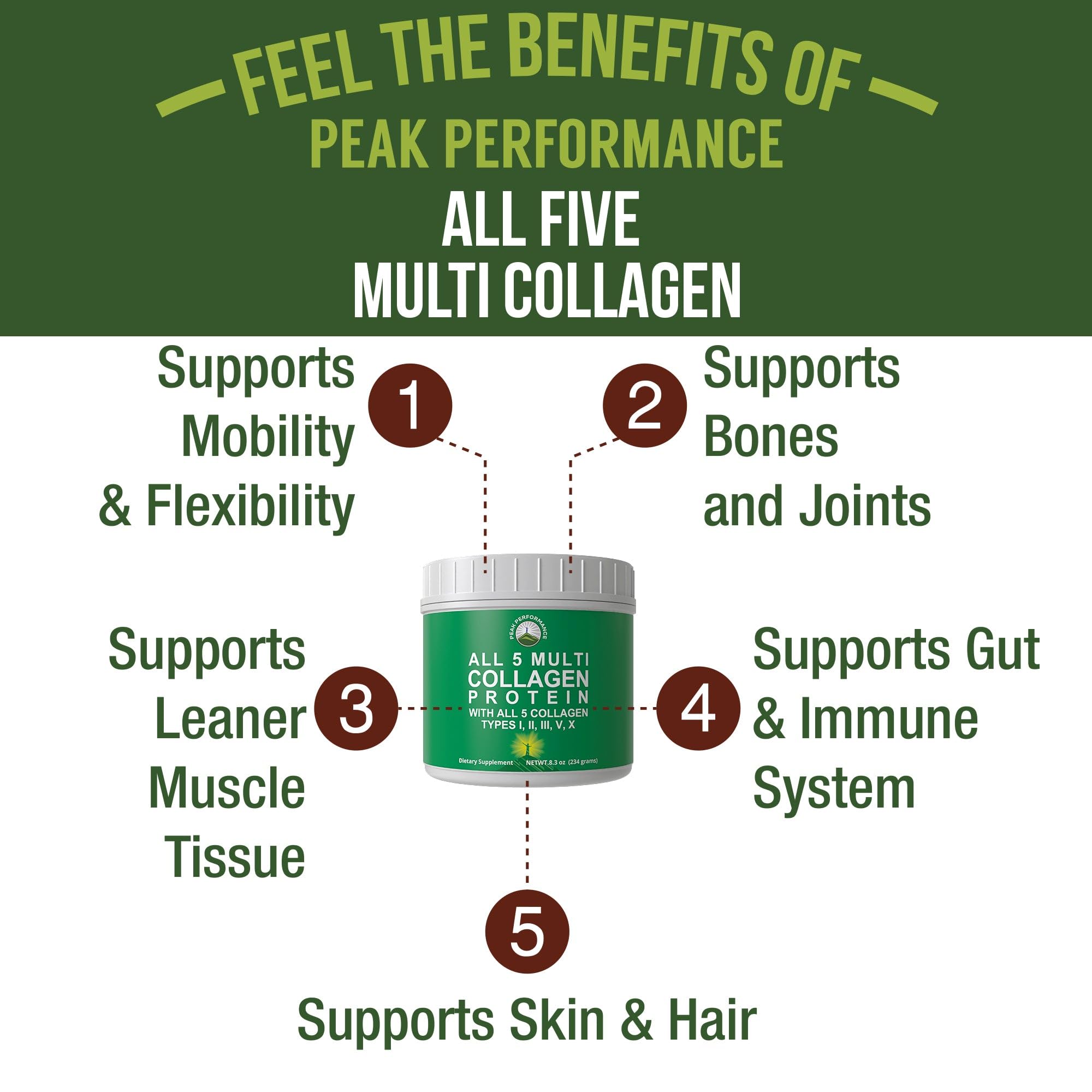 Peak Performance All 5 Multi Collagen Protein Powder - Peak Performance Official Imagery - 3