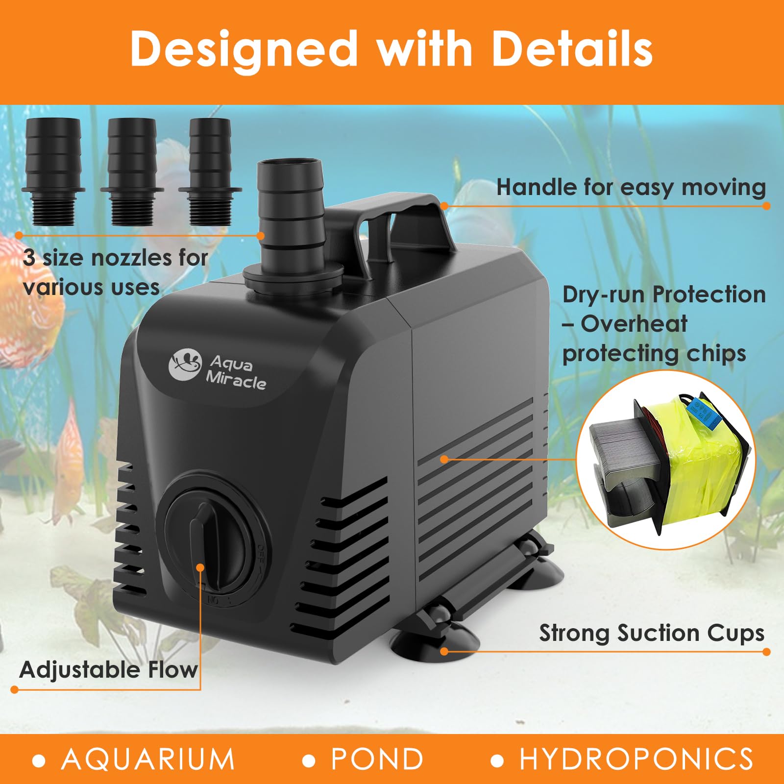 AquaMiracle Submersible Water Pump Aquarium Water Pump with Flow - AquaMiracle Official Product View 4