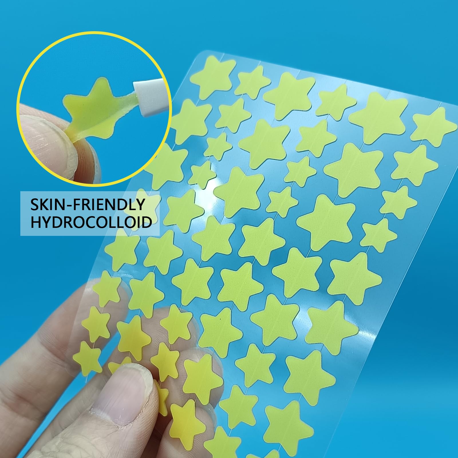 Yellow Star Pimple Patches for Face, 153 Count Hydrocolloid Star Acne Patches Invisible, Cute Zit Covers for Face, Spot Stickers with Tea Tree, Salicylic Acid and Cica Oil - SVIPTP Official Product View 3