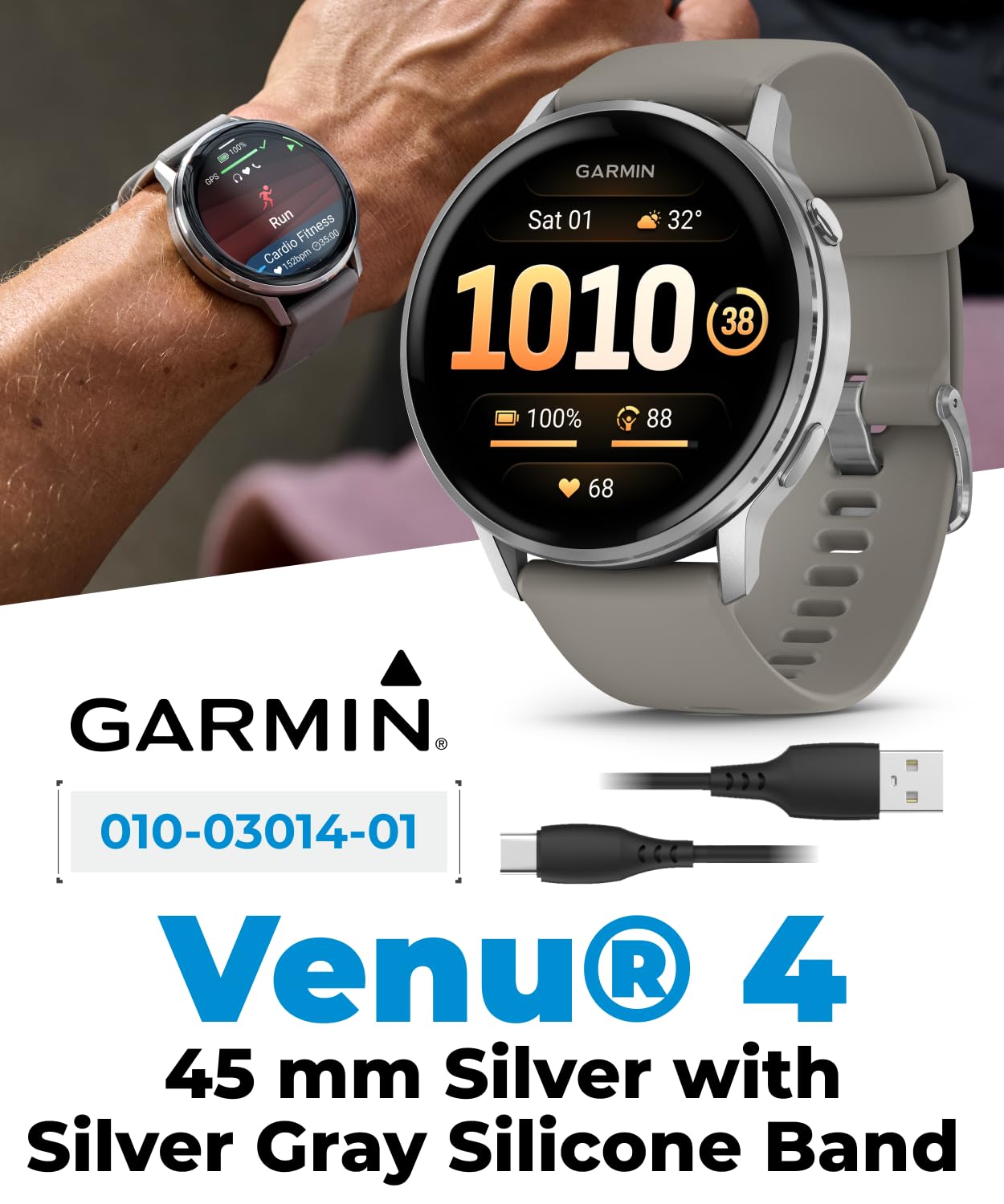 Garmin Venu 4 45mm AMOLED Advanced Health & Fitness GPS Smartwatch, Br - View 2