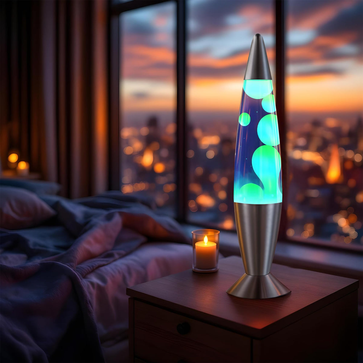 JAMBO 16 Beautiful Lamp Blue with Yellow Green Wax Relaxing - JAMBO Official Imagery - 3