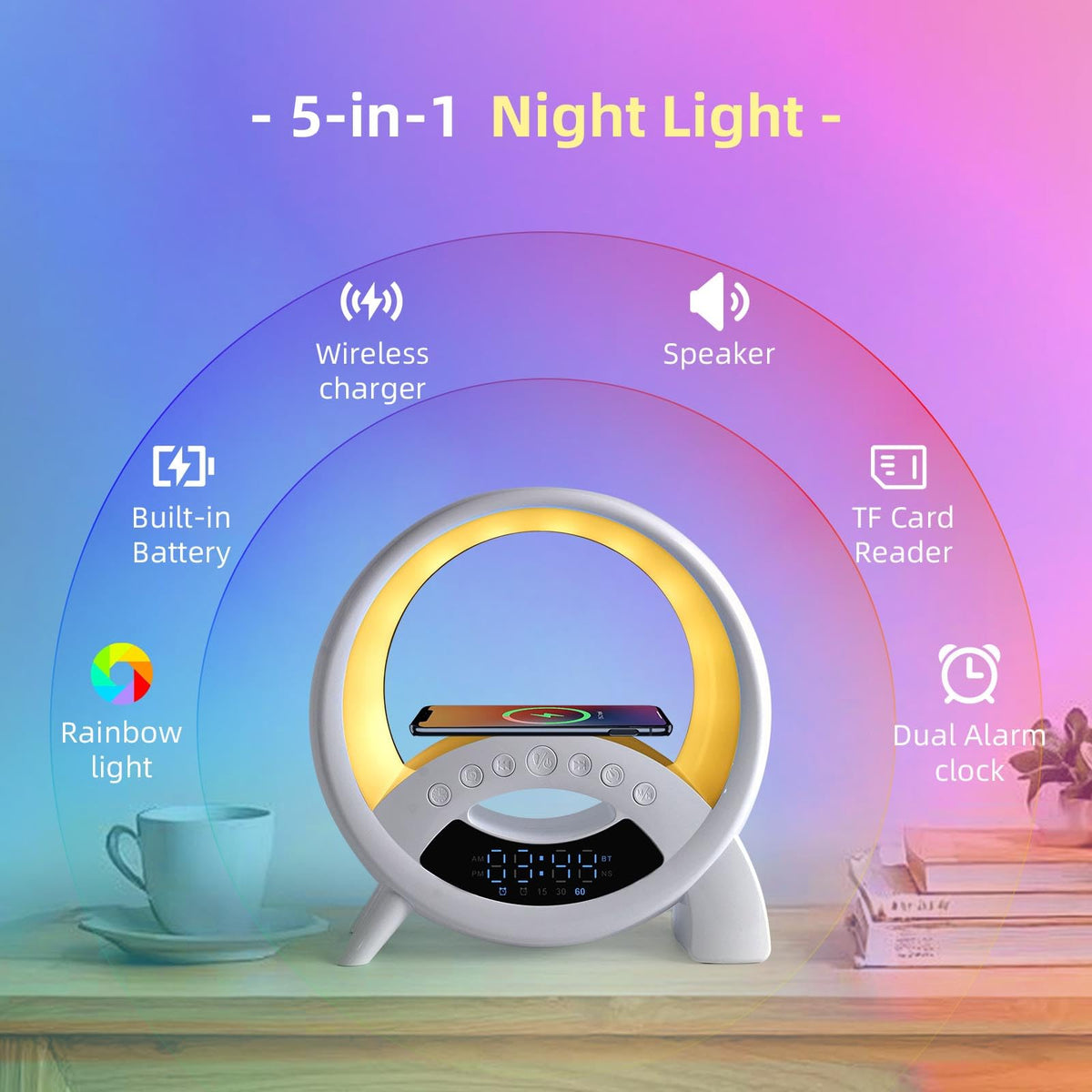 5 in 1 Atmosphere LED Lamp Inteligent Night Light 15W - kzalzaci Official Imagery - 4