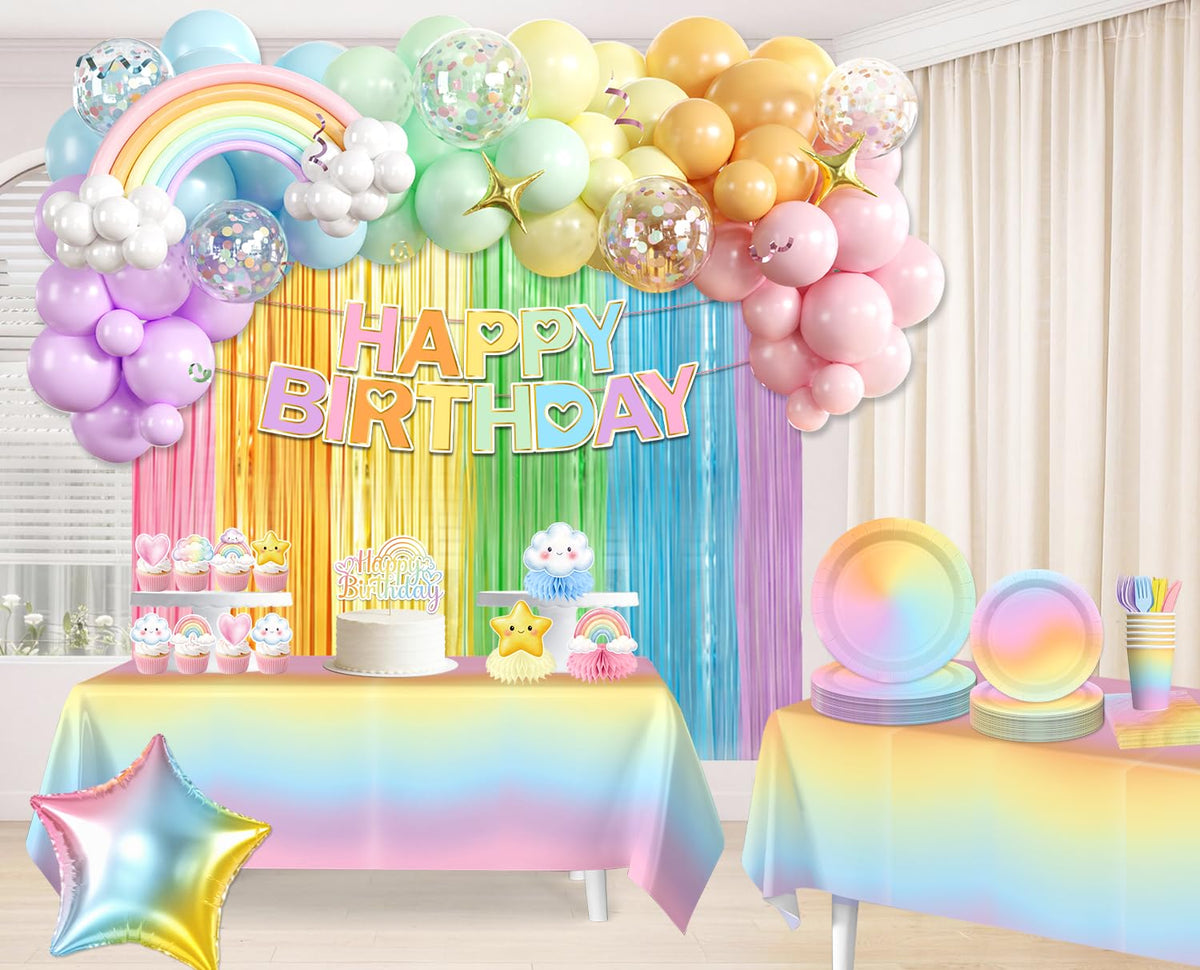 Pastel Rainbow Birthday Decorations All in One Set for 25 - Fexivo Official Imagery - 4