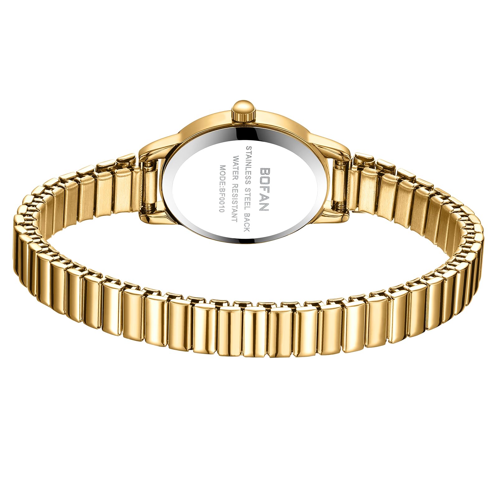 BOFAN Small Gold Watch Women Quartz Steel Band 6.1–6.9in