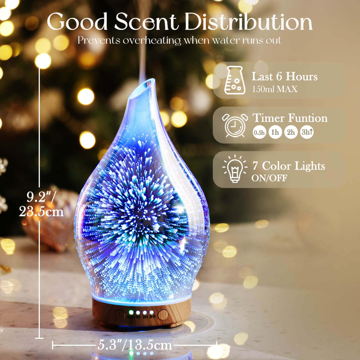 Essential Oil Diffuser 150ml Handmade Glass Diffuser 6H - Porseme Official Imagery - 4