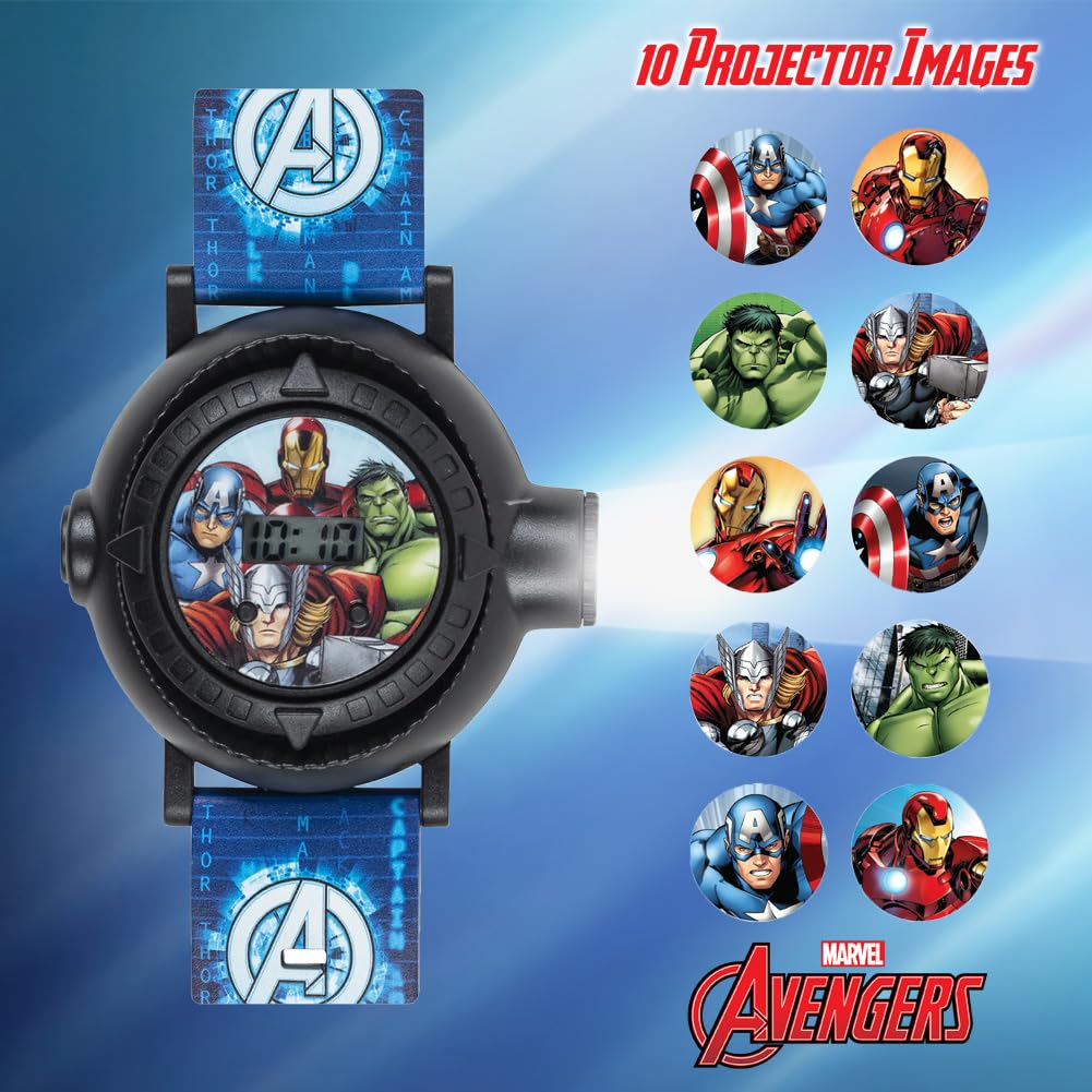 Accutime Marvel Avengers Kids Digital Projection Watch with 10 Image P - View 2