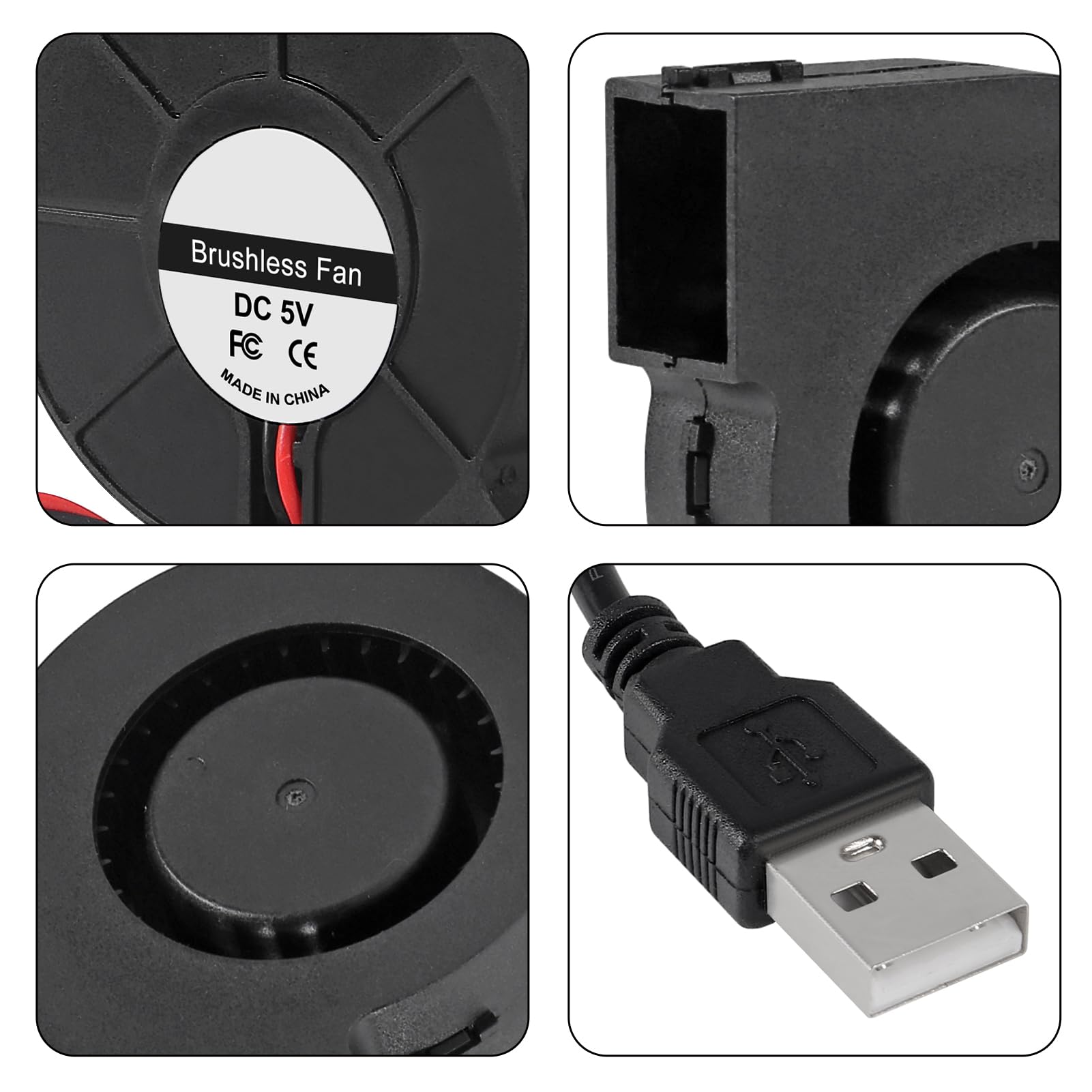 Shutao 4Pcs 6015 Cooler 5V DC Blower Brushless USB Cooling Fan 60mmx15mm Turbo B - Shutao Official Product View 4