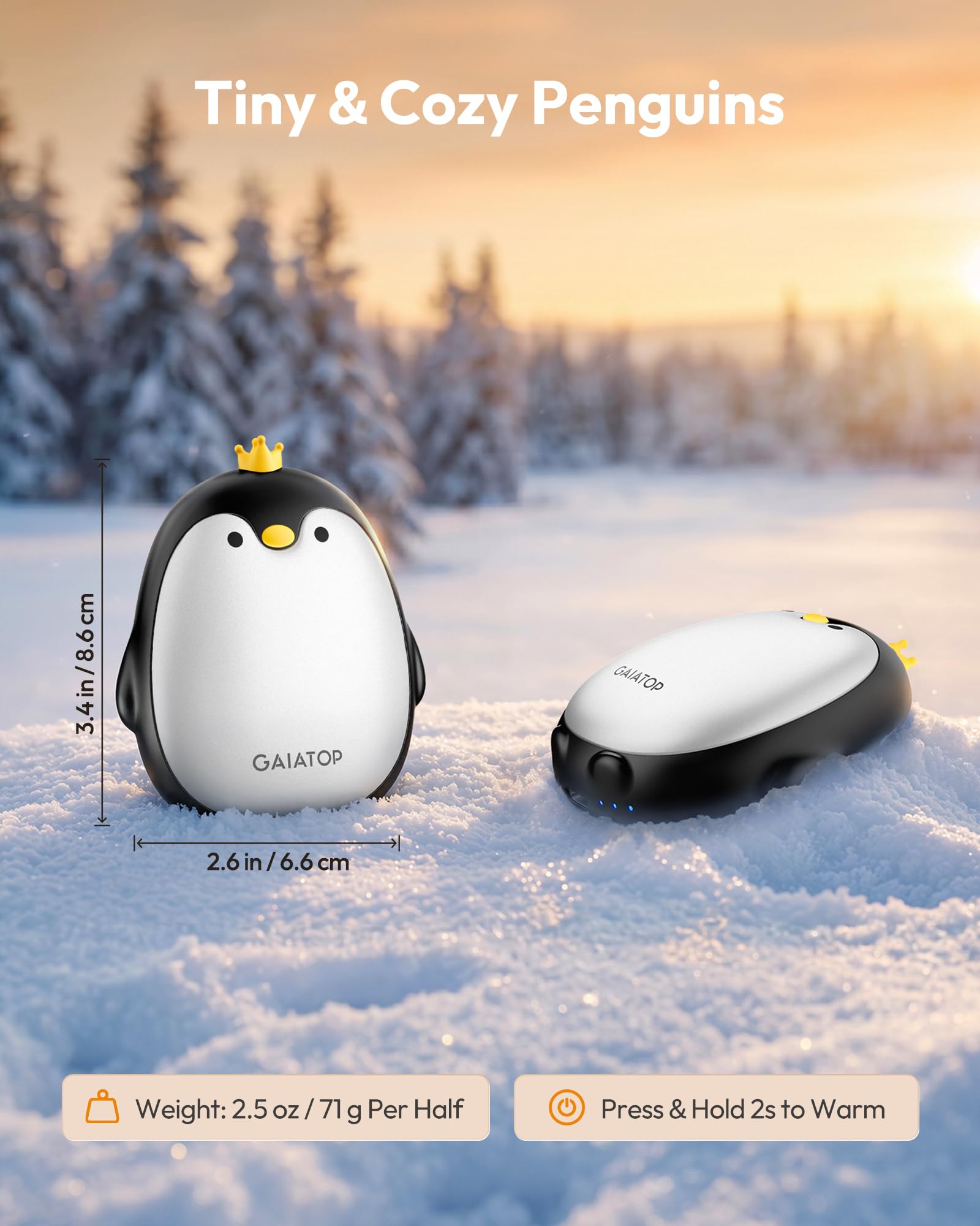 Gaiatop Magnetic Hand Warmers Rechargeable 2 Pack, Pocket Penguin - View 2