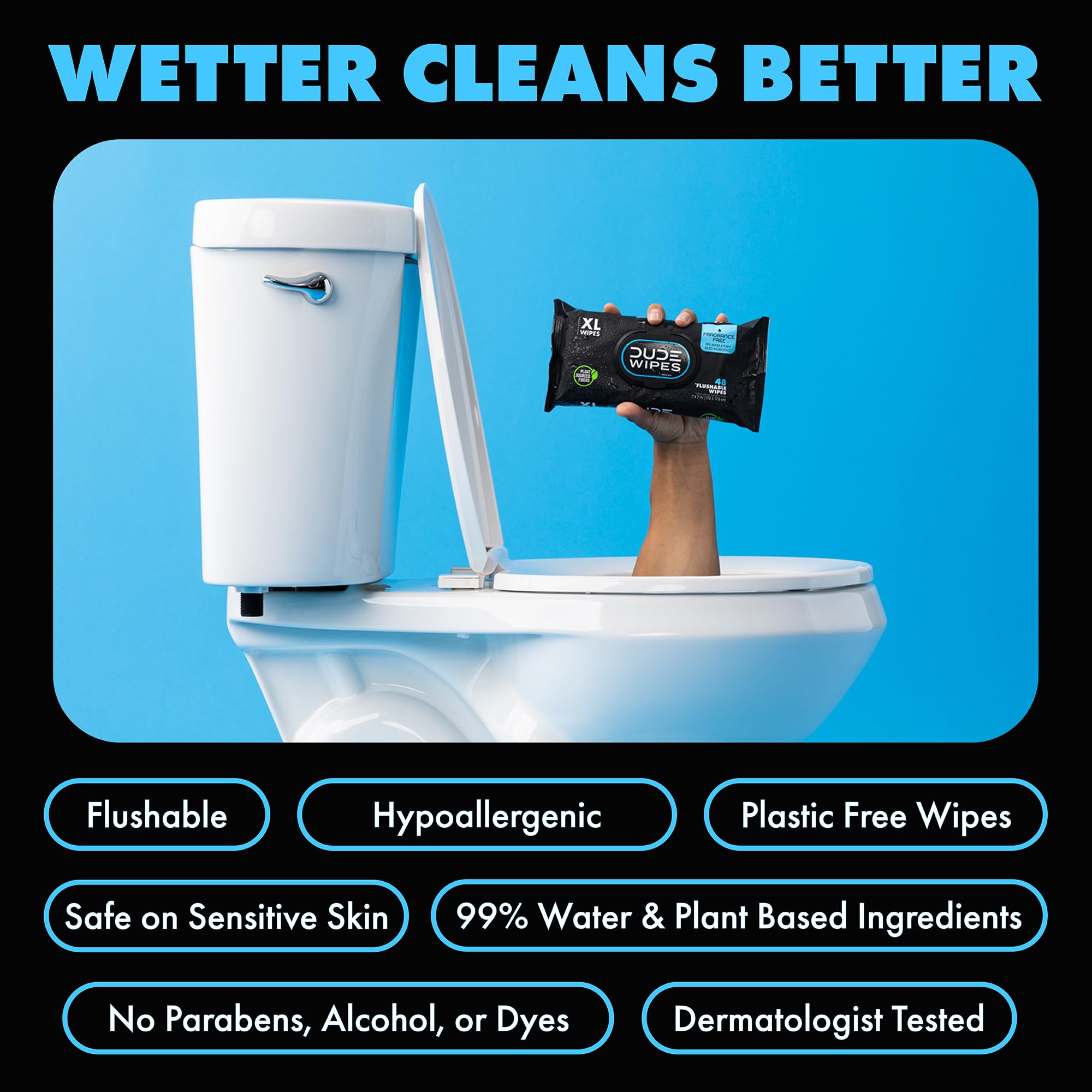DUDE Wipes Unscented Adult Flushable Wet Wipes, Sensitive Skin... - DUDE Wipes Official Product View 4