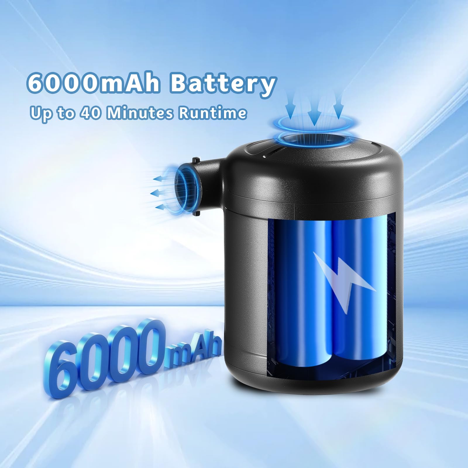 NIBBaNACAL Portable Air Pump for Inflatables, Rechargeable Air Mattres - View 4