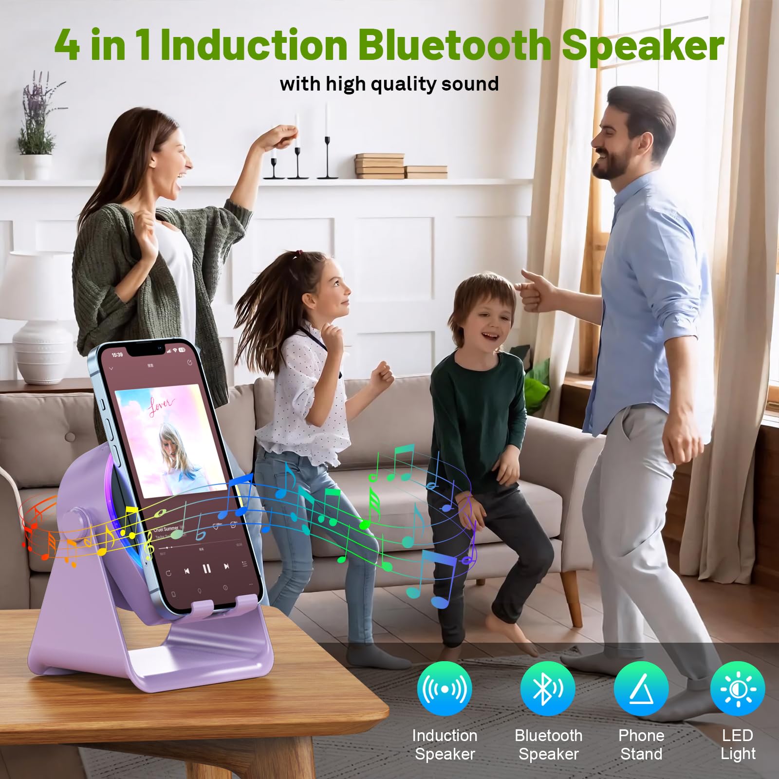 Dohelly Wireless Induction Speaker,Bluetooth Speaker with Phone S - Dohelly Official Product View 2
