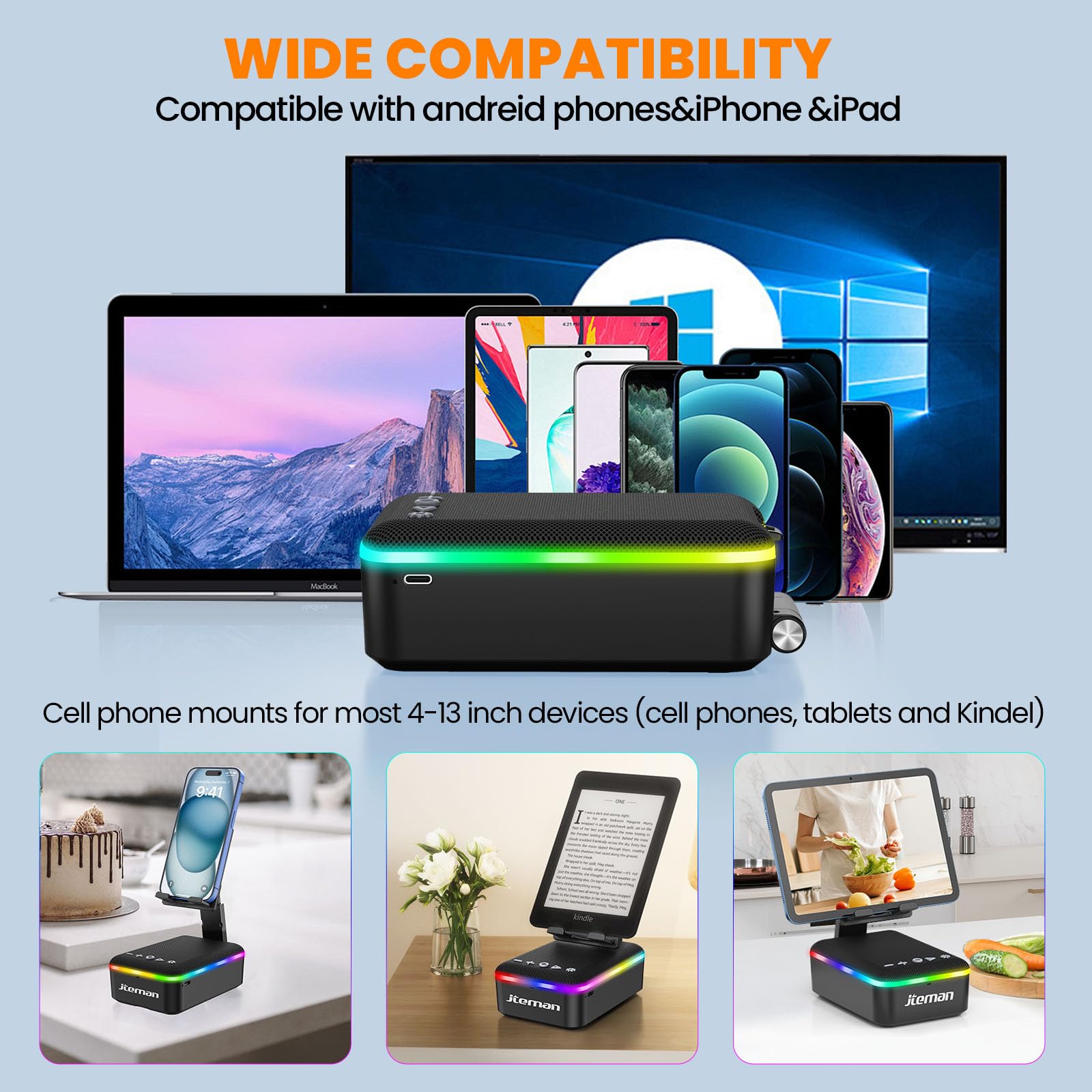 JTEMAN Gifts for Men Women,Cell Phone Stand with Bluetooth Speake - JTEMAN Official Product View 7