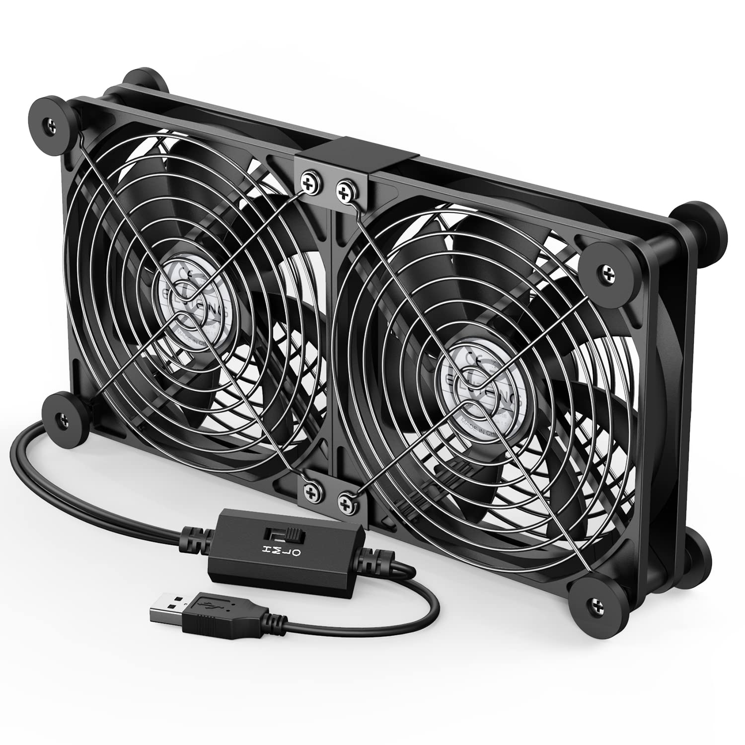 ELUTENG Dual USB Computer Cooling Fan High Speed 120mm Fan Adjust by ELUTENG - Angle View 1