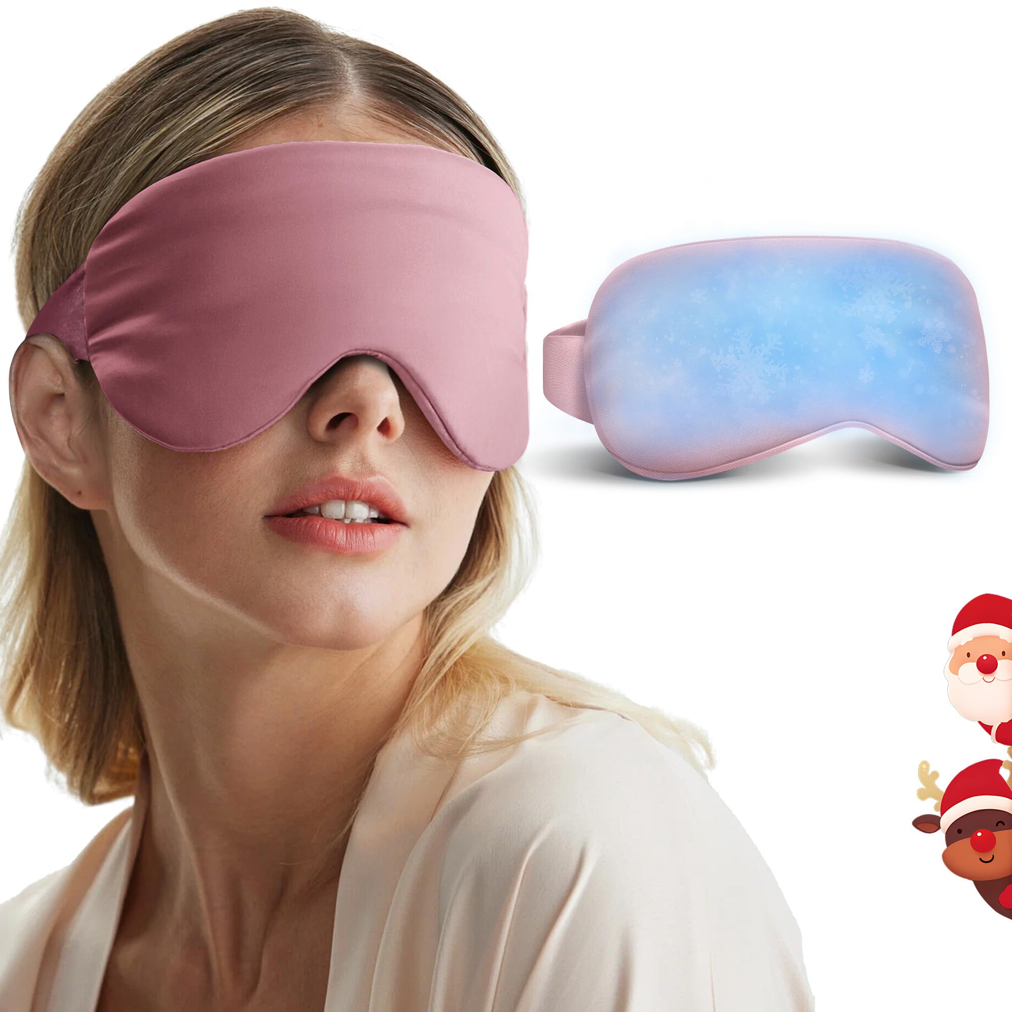 Self Care Gift for Women, Cooling Eye Mask for Puffy Eyes, Tired Eyes, Headache Relief and Migraine Comfort, Reusable Gel Cold Compress for Soothing Eye Care, Relaxing Gifts for Women Pink