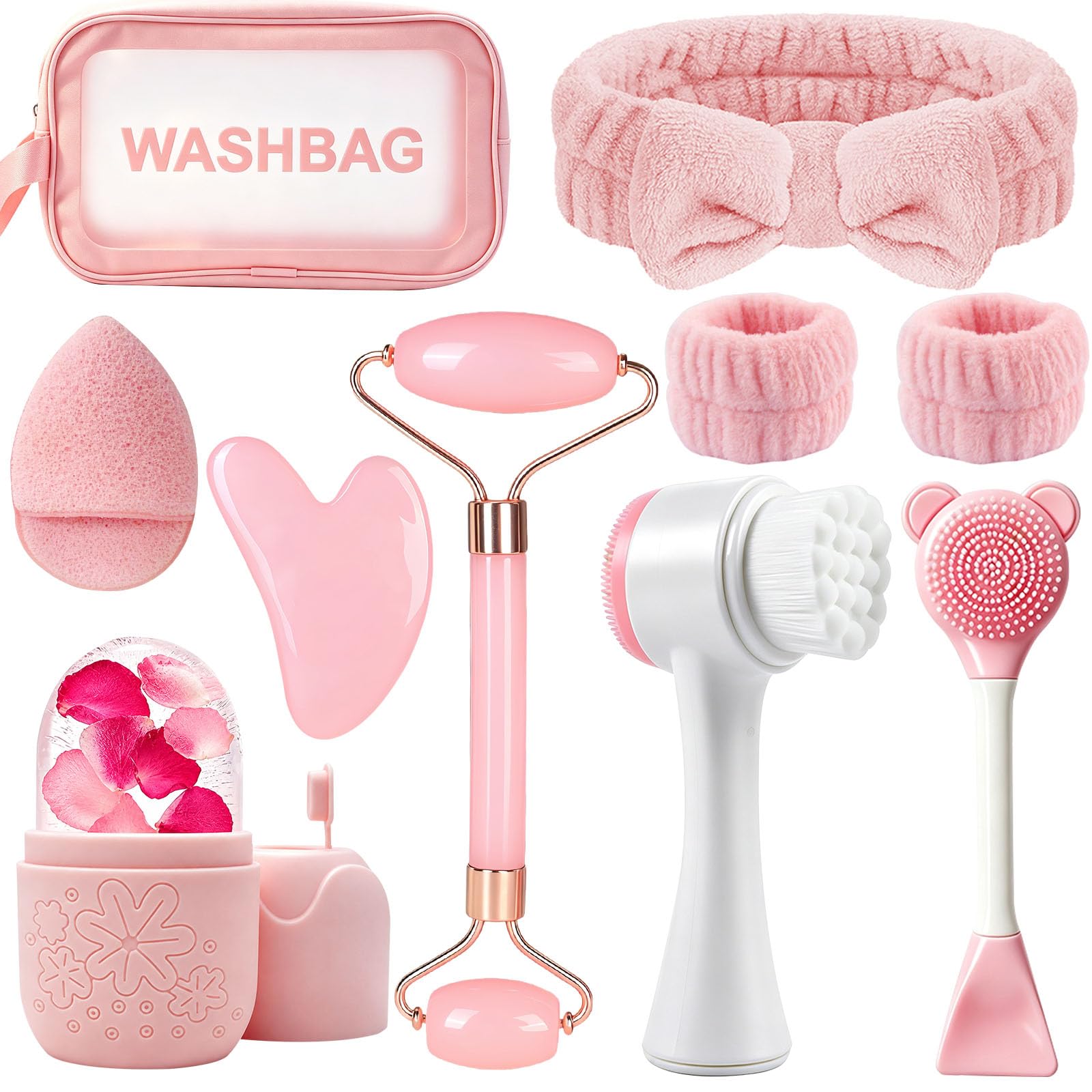 Skincare Tools Set with Face Cleansing Brush, Ice Face Roller & - Product Imagery