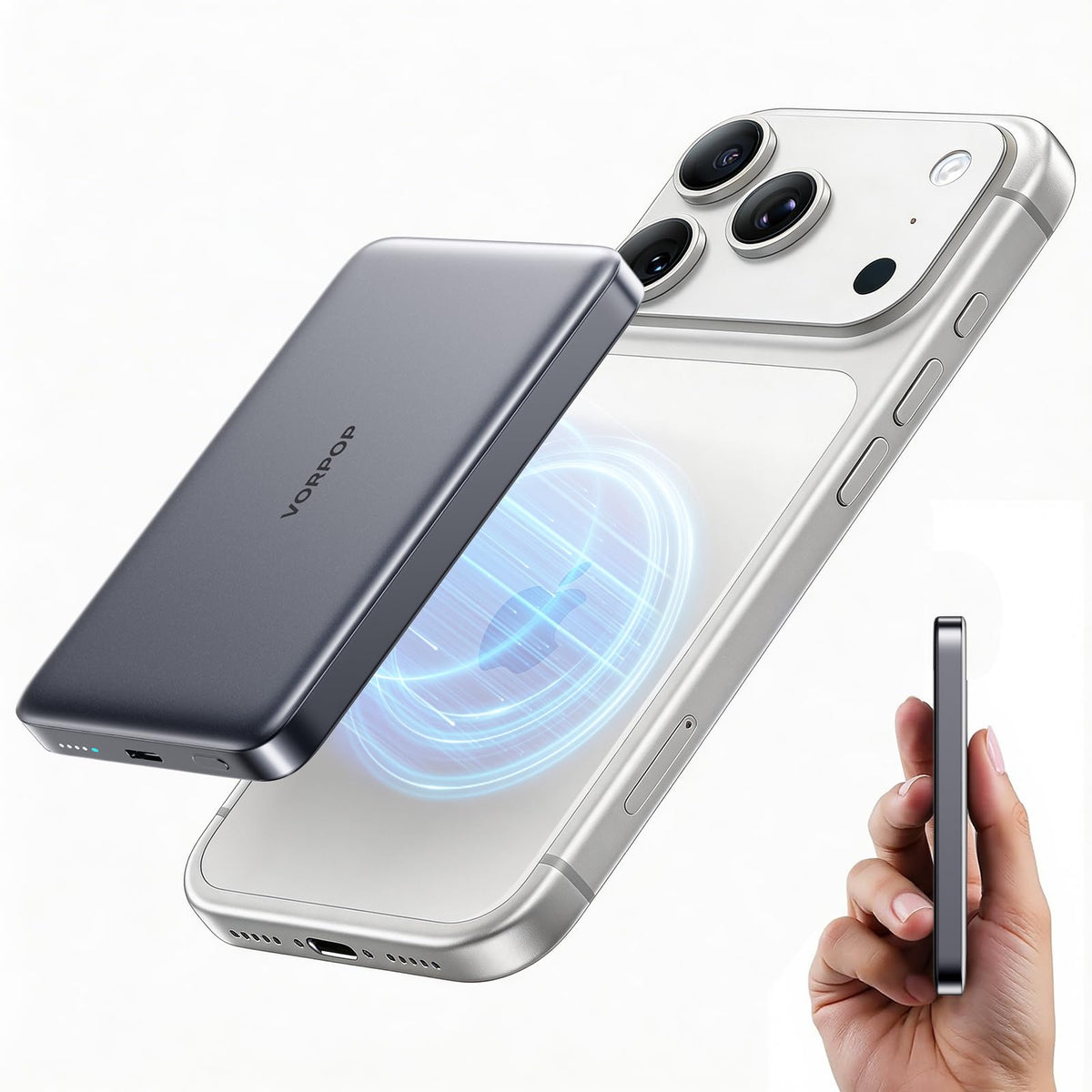Portable Charger for iPhone Ultra Slim 10 000mAh Magnetic - VORPOP Official Imagery - 1
