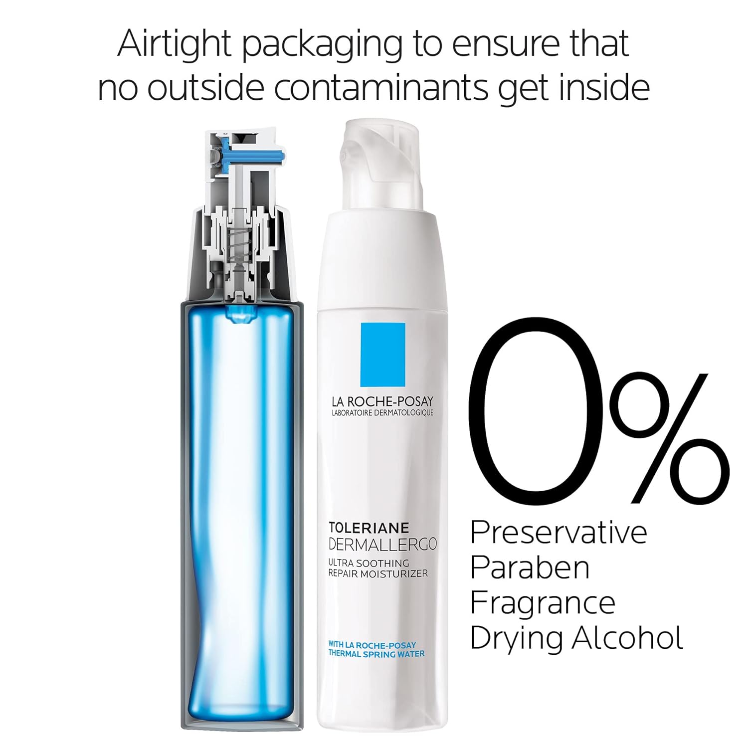 Elefair La Roche-Posay Toleriane Dermallergo Ultra Soothing Repair Face Moisturizer jar with blue and white packaging.