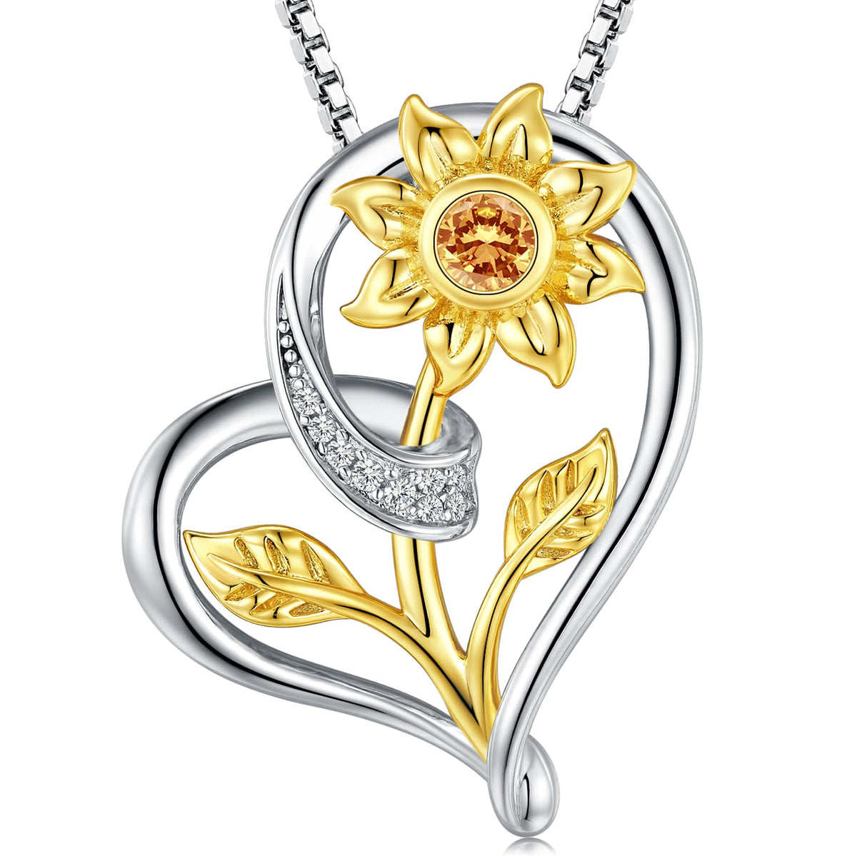 Sunflower Heart Necklace for Women Gold Toned Alloy Pendant - Hercaise Official Imagery - 7