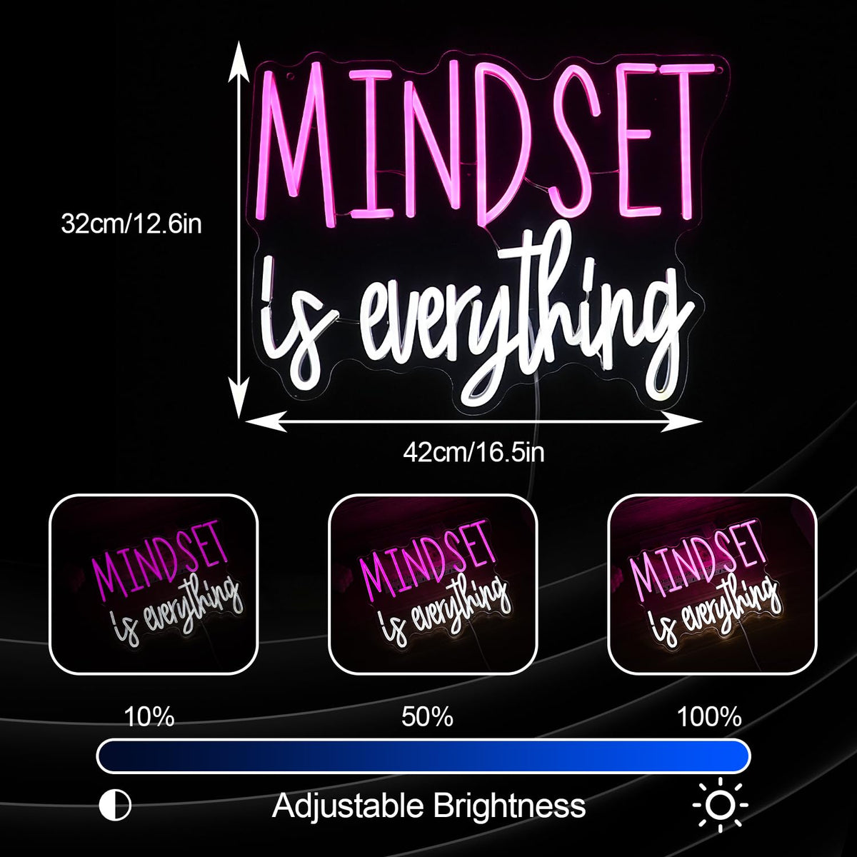 Mindset is Everything Neon Sign Dimmable Inspirational LED - BNEMCEZH Official Imagery - 5