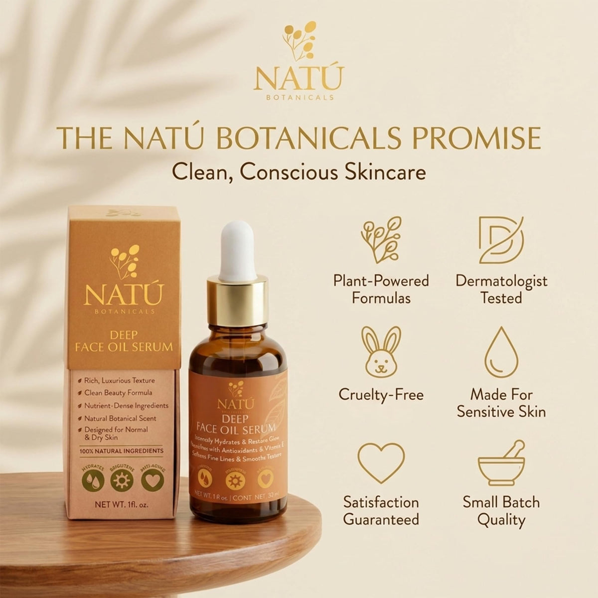 Deep Hydrating Face Oil Serum for Dry Normal Skin - NATÚ BOTANICALS Official Imagery - 8