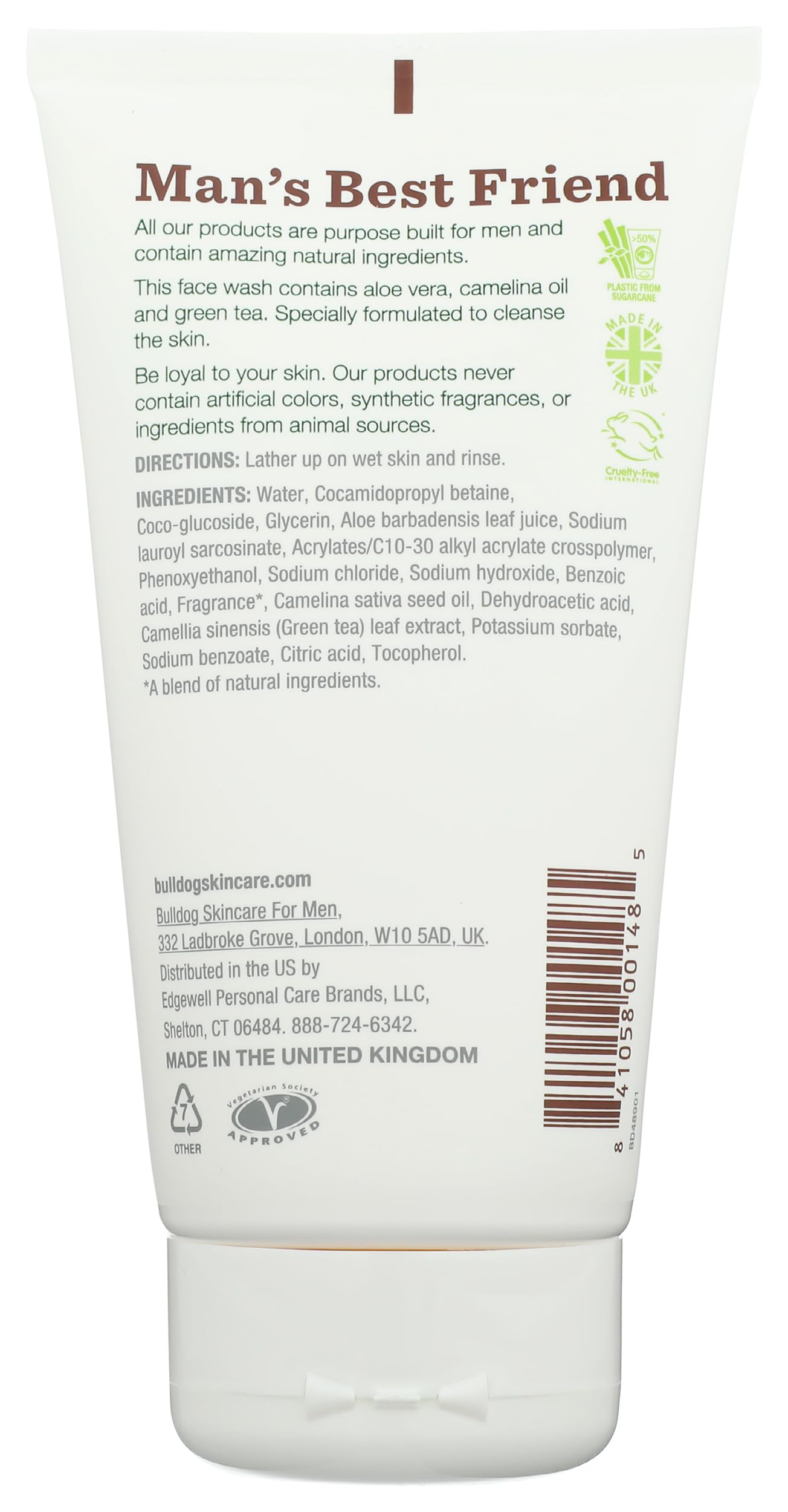 BULLDOG Mens Skincare and Grooming, Original Face Wash, 5 Fluid - Bulldog Skincare for Men