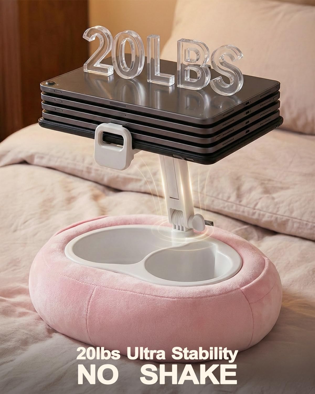 Miledi Tablet Pillow Stand for Bed with 360° Rotating Holder, Pink - View 7