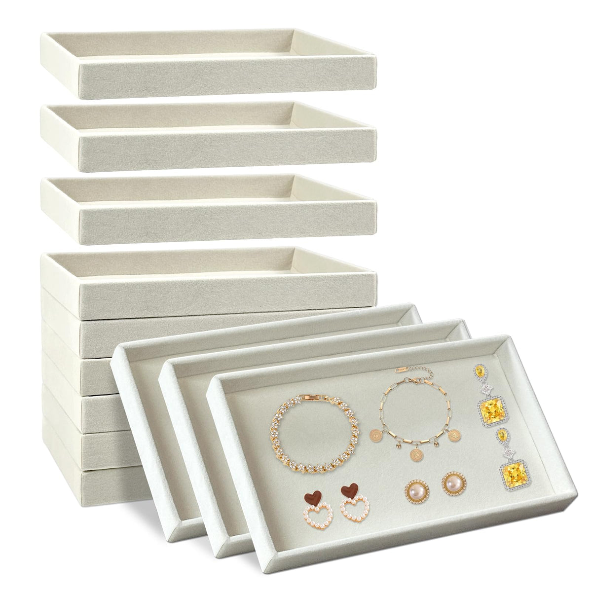 12 Pack Velvet Jewelry Trays 8 3x5x1 Inches Premium - Rainmae Official Imagery - 2