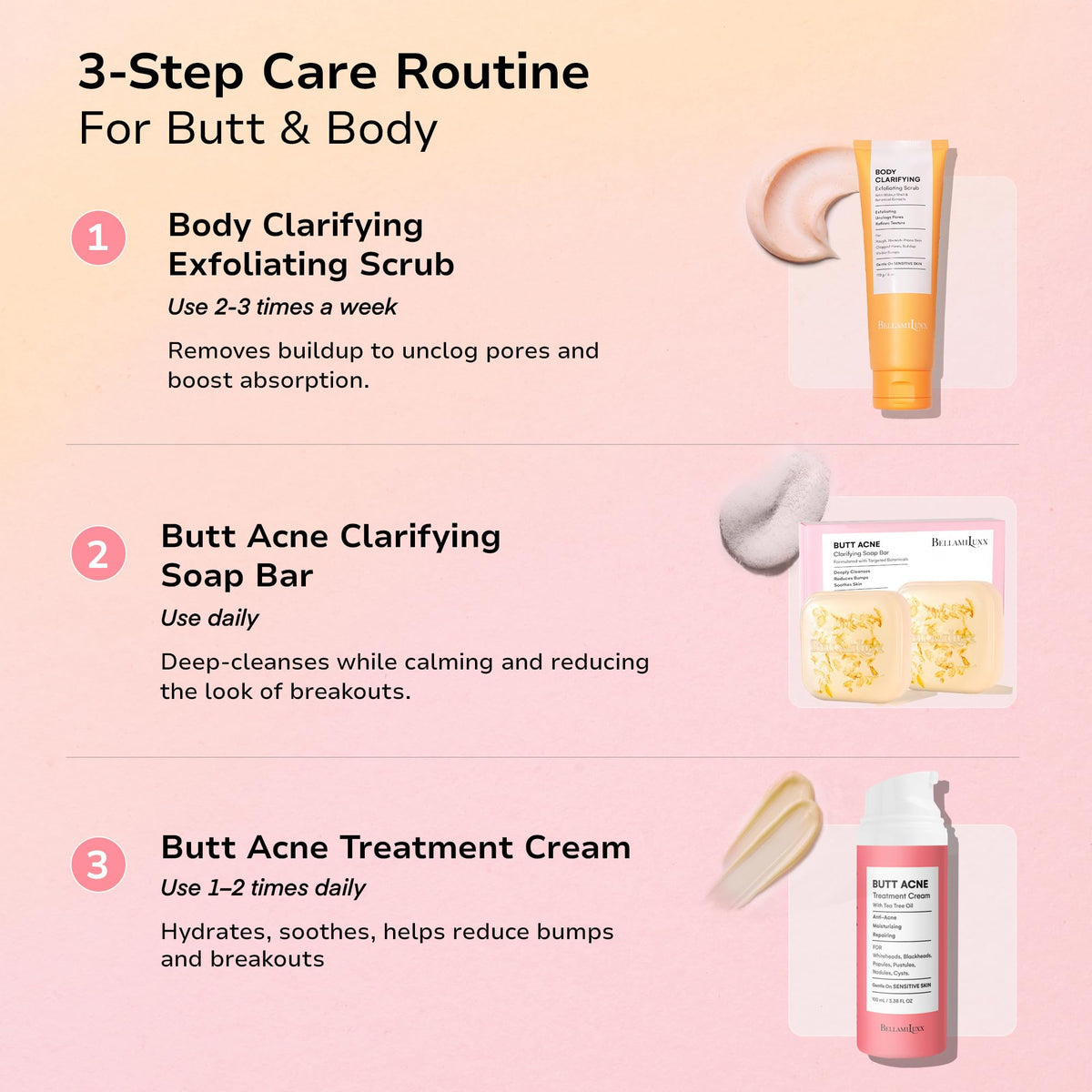 BellamiLuxx Butt Acne Clearing Treatment Cream Body Acne - BellamiLuxx Official Imagery - 4