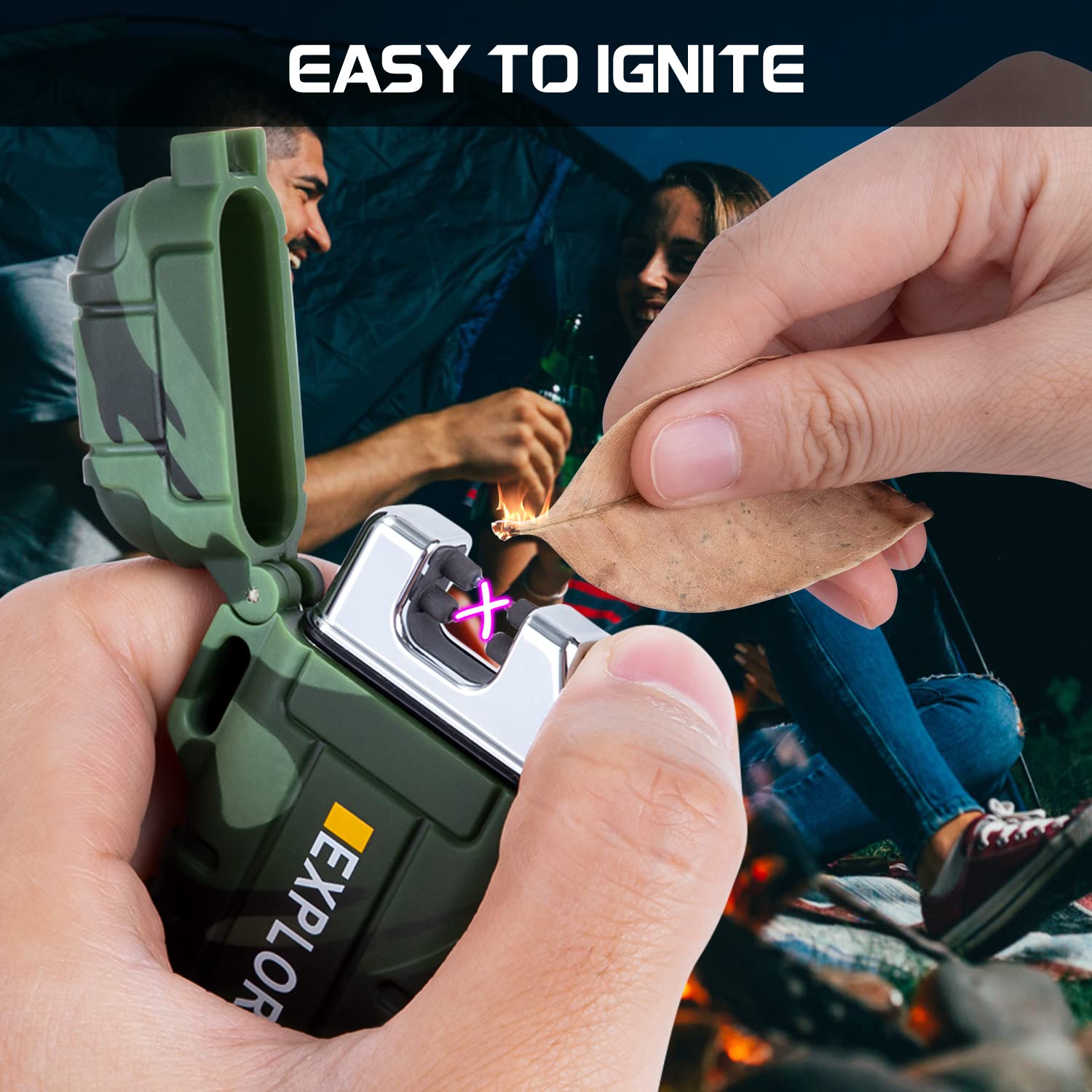 LcFun Electric Dual Arc Lighter Mens Stocking Stuffers Camping Ga by LcFun - Angle View 6