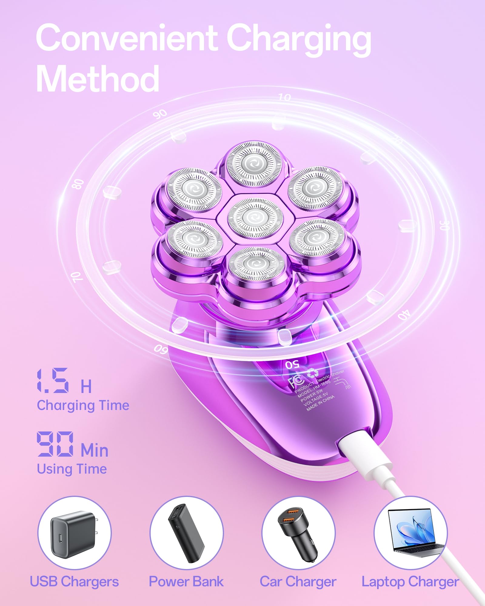 WEQOEE 5-in-1 Electric Razor for Women, 7D Heads