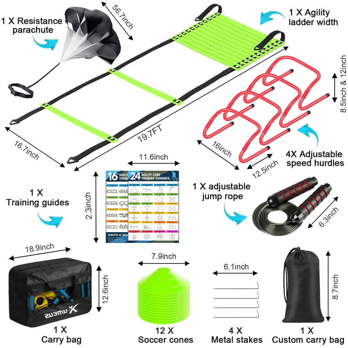 X UMEUS Agility Ladder Speed Training Equipment Set 20ft - X-UMEUS Official Imagery - 3