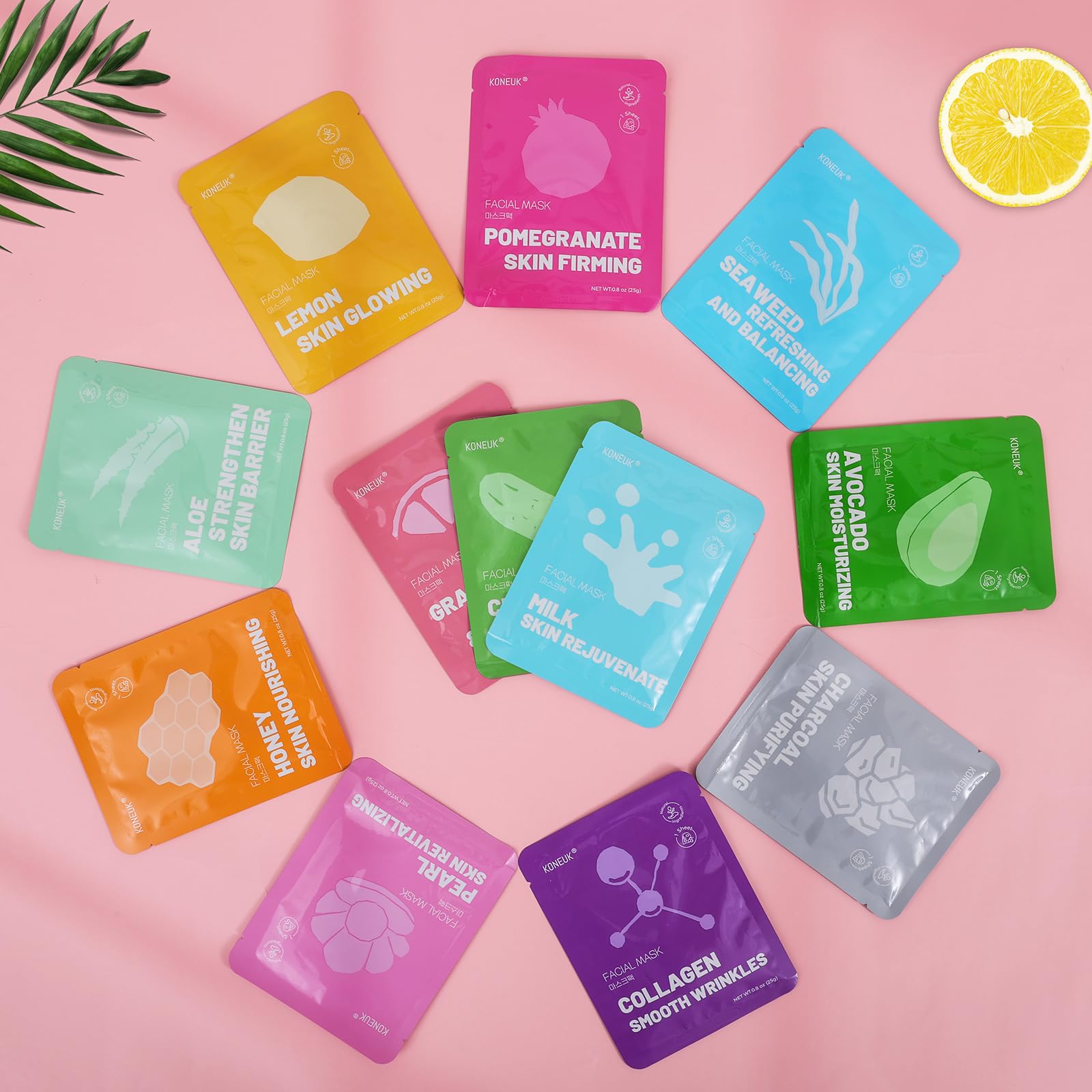 12 Pack Collagen Hydrating Face Masks Skincare, Face Mask for - KONEUK