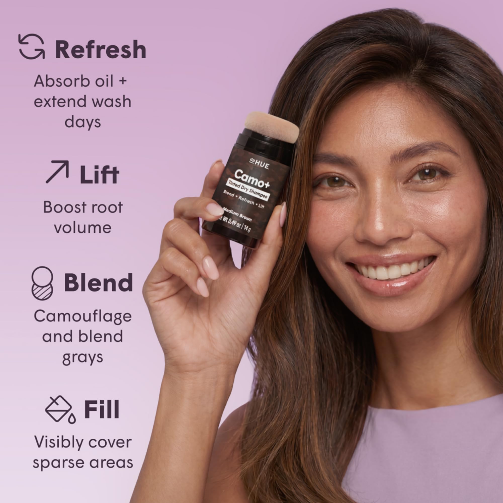 dpHUE Camo Tinted Dry Shampoo Dark Brown - dpHUE Official Imagery - 4