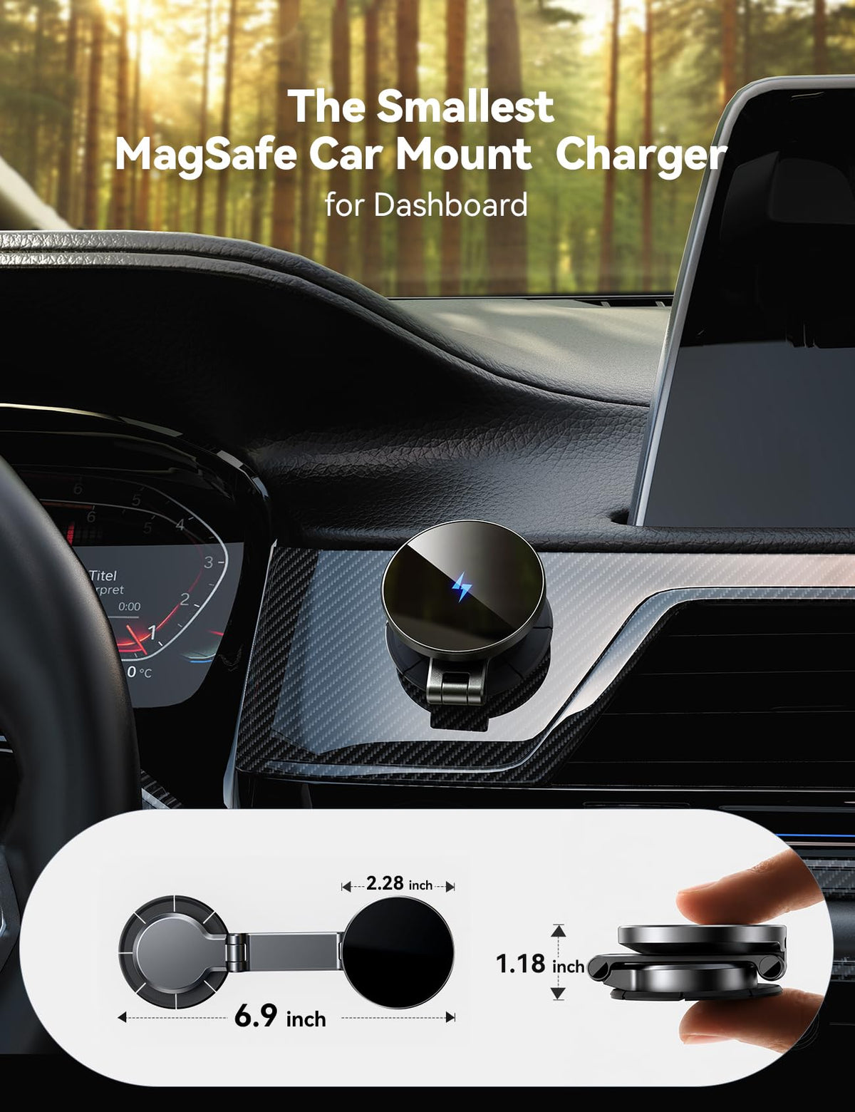 JOYROOM All Metal MagSafe Car Mount Charger 15W Wireless Car - JOYROOM Official Imagery - 5