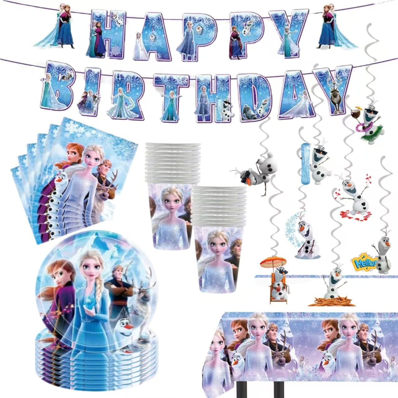 70 Psc Frozen Birthday Party Supplies Set, Pink Theme, with - Product Imagery