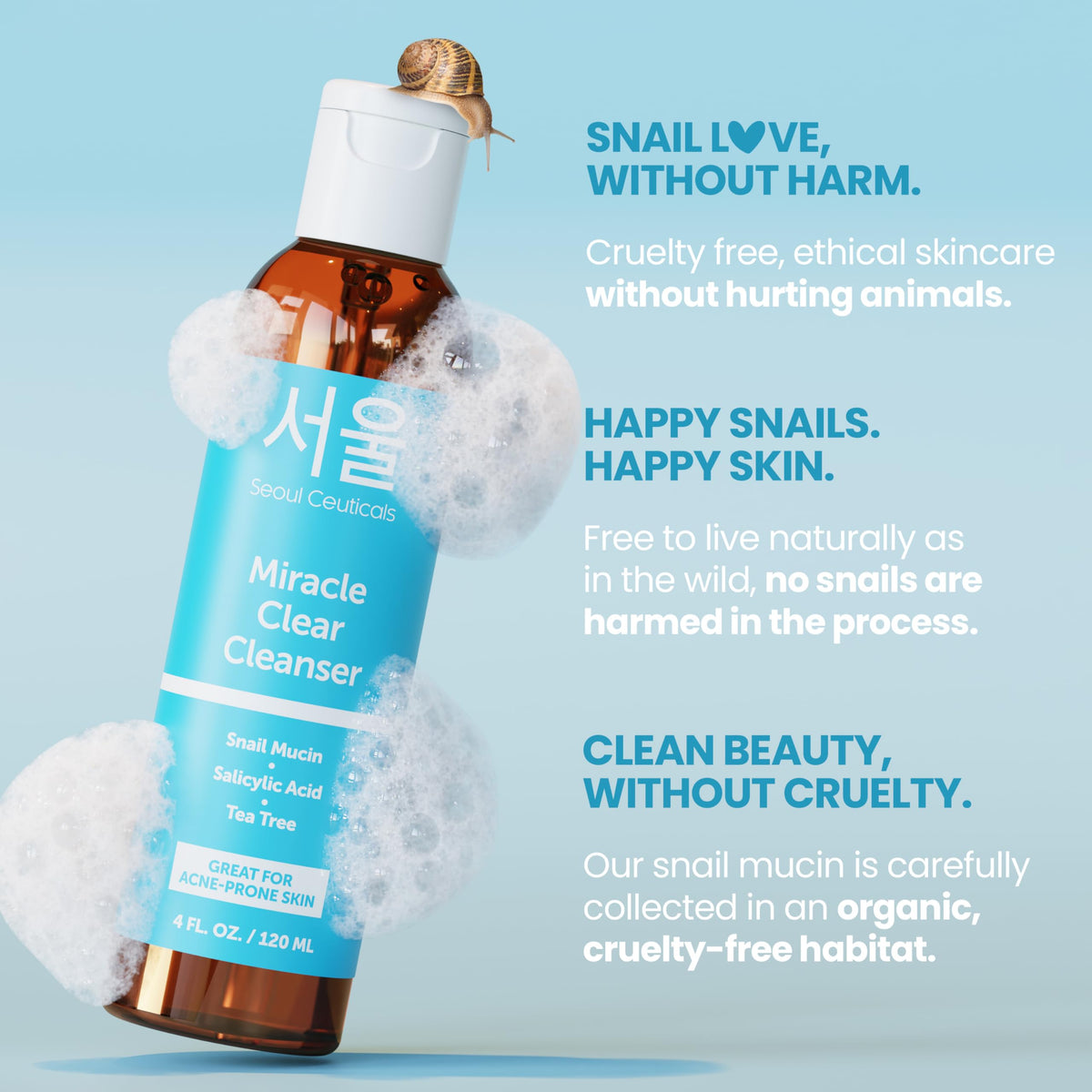 SeoulCeuticals Korean Acne Snail Cleanser Face Wash - SeoulCeuticals Official Product Imagery - 3