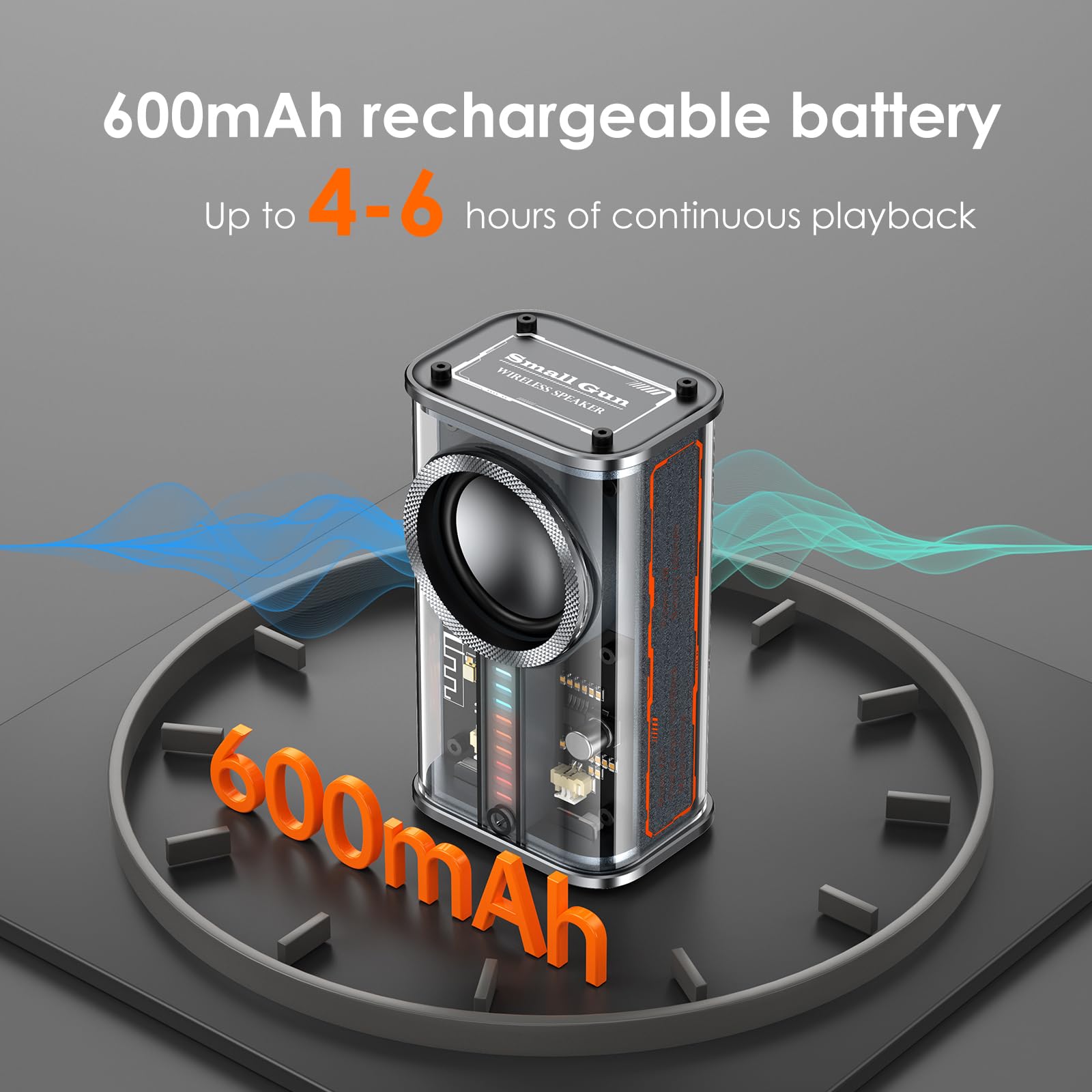BSZHI Portable Bluetooth Speaker with Lights, Transparent Wireles - BSZHI Official Product View 7